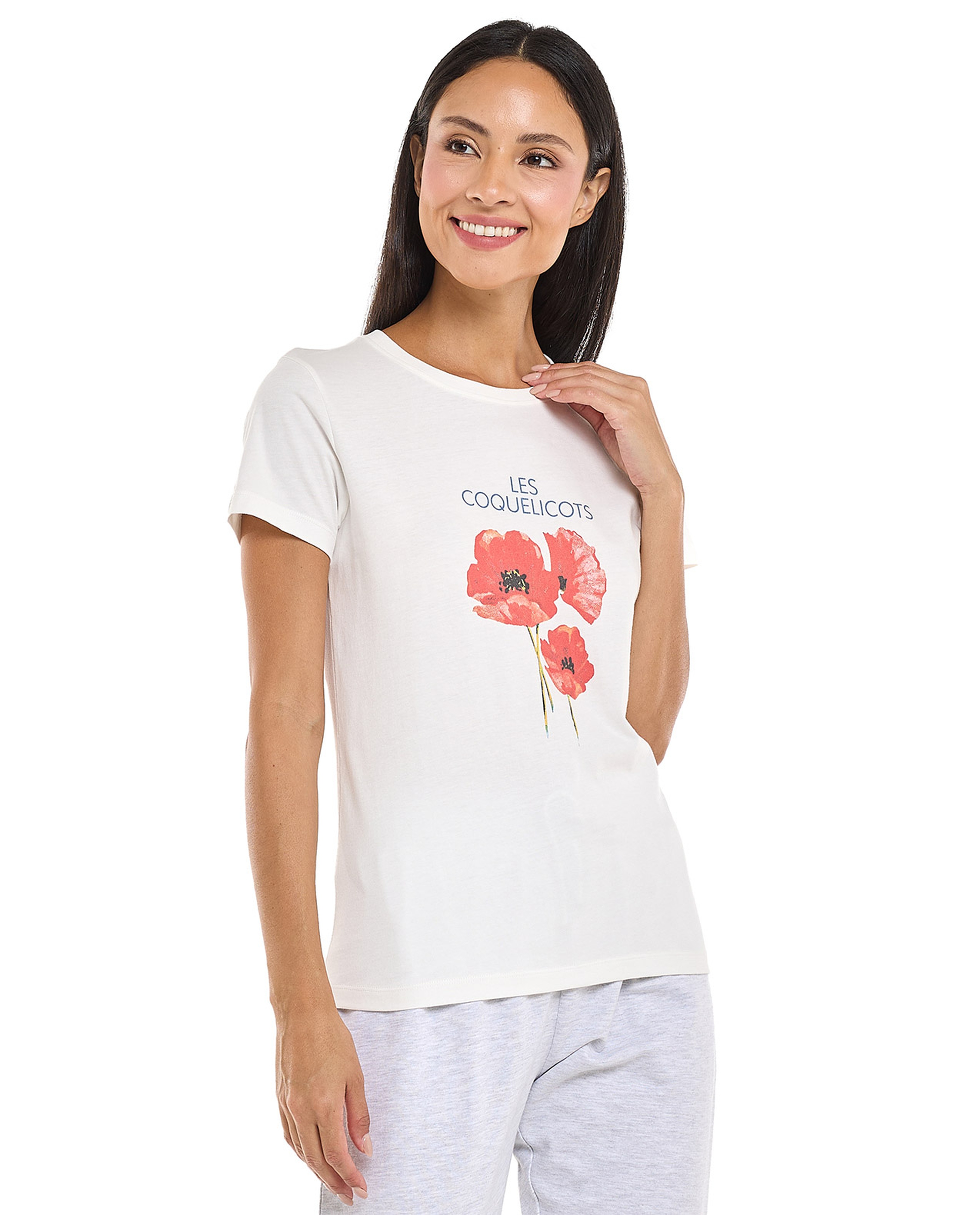 Printed T-Shirt with Crew Neck and Short Sleeves