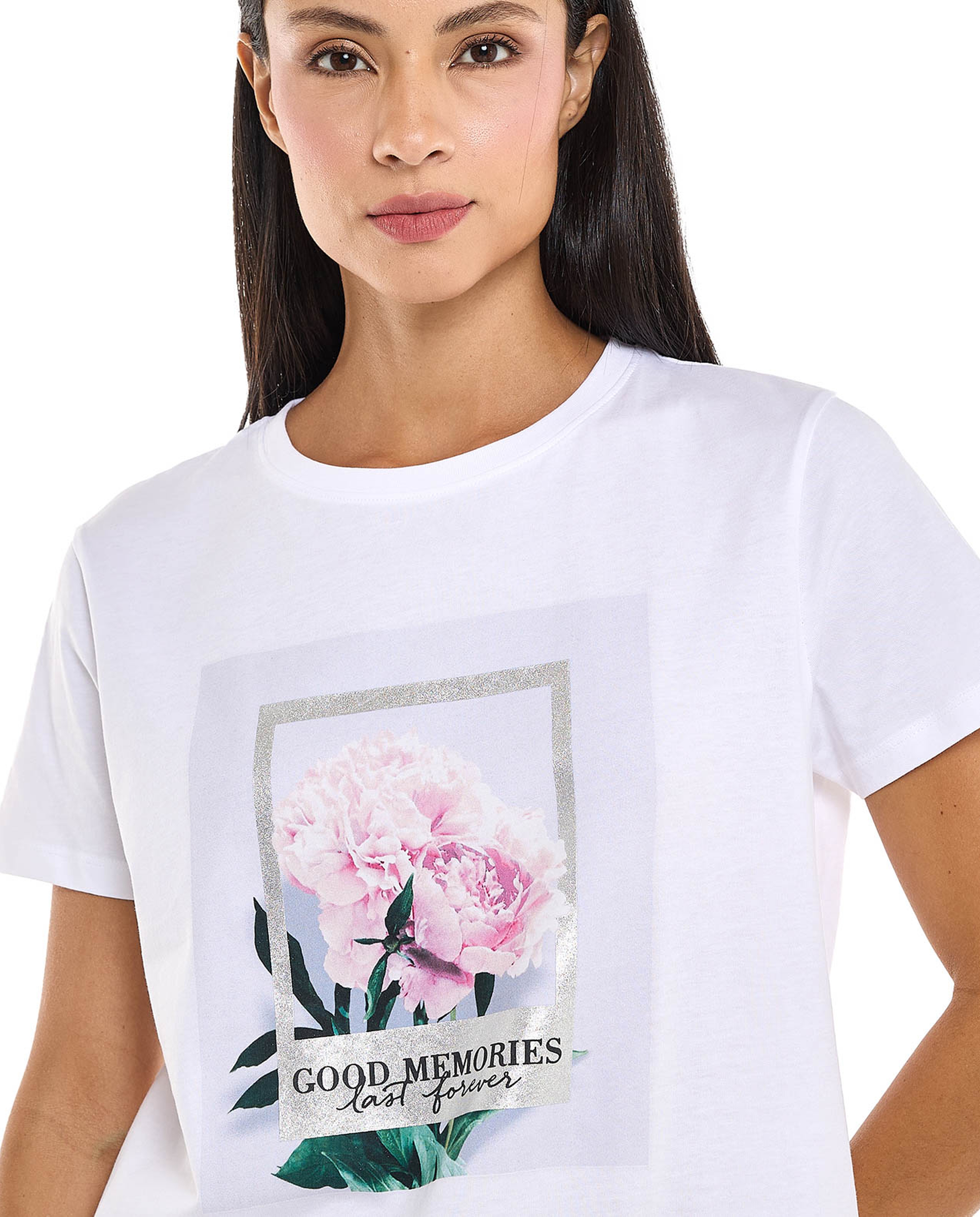 Printed T-Shirt with Crew Neck and Short Sleeves