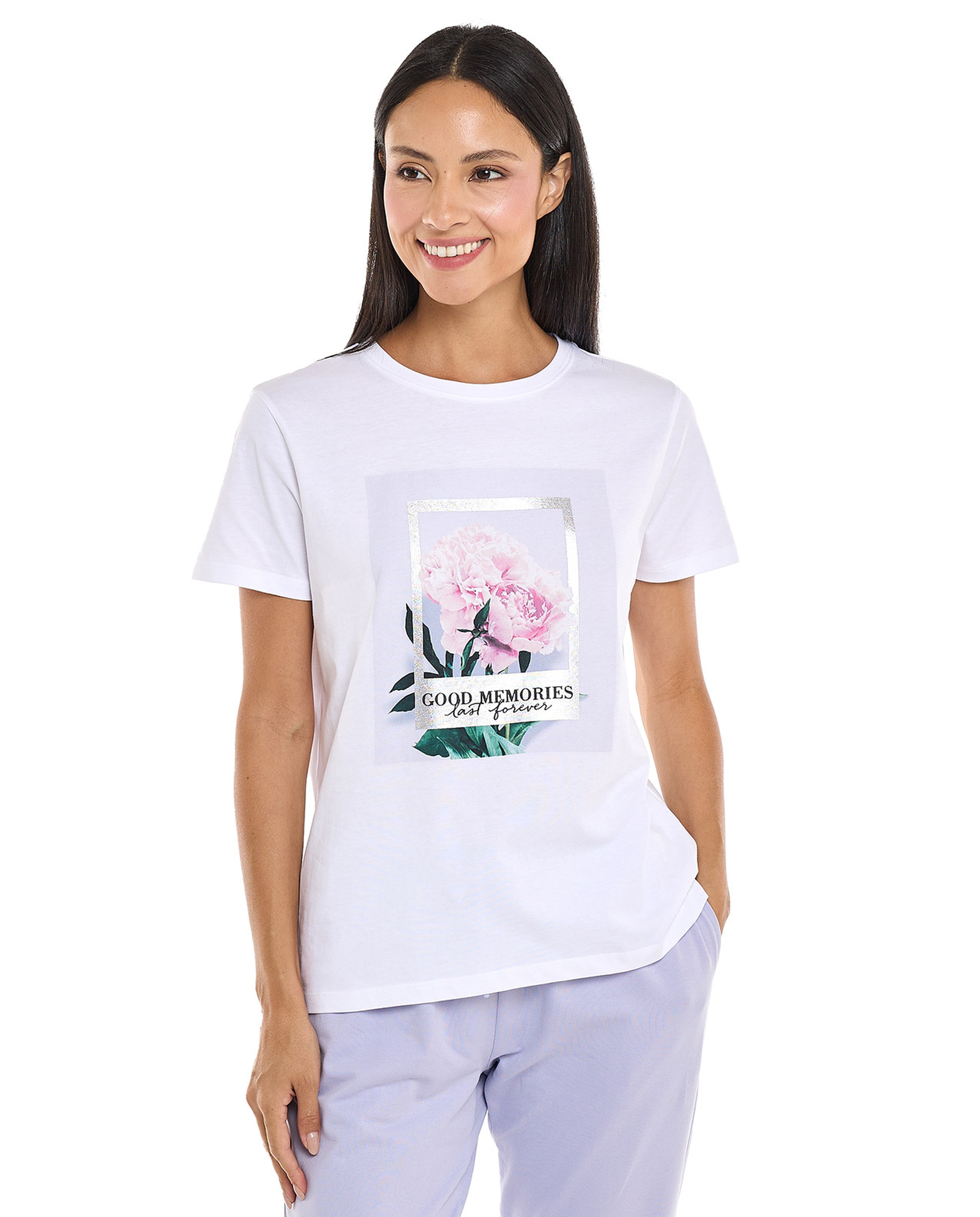 Printed T-Shirt with Crew Neck and Short Sleeves