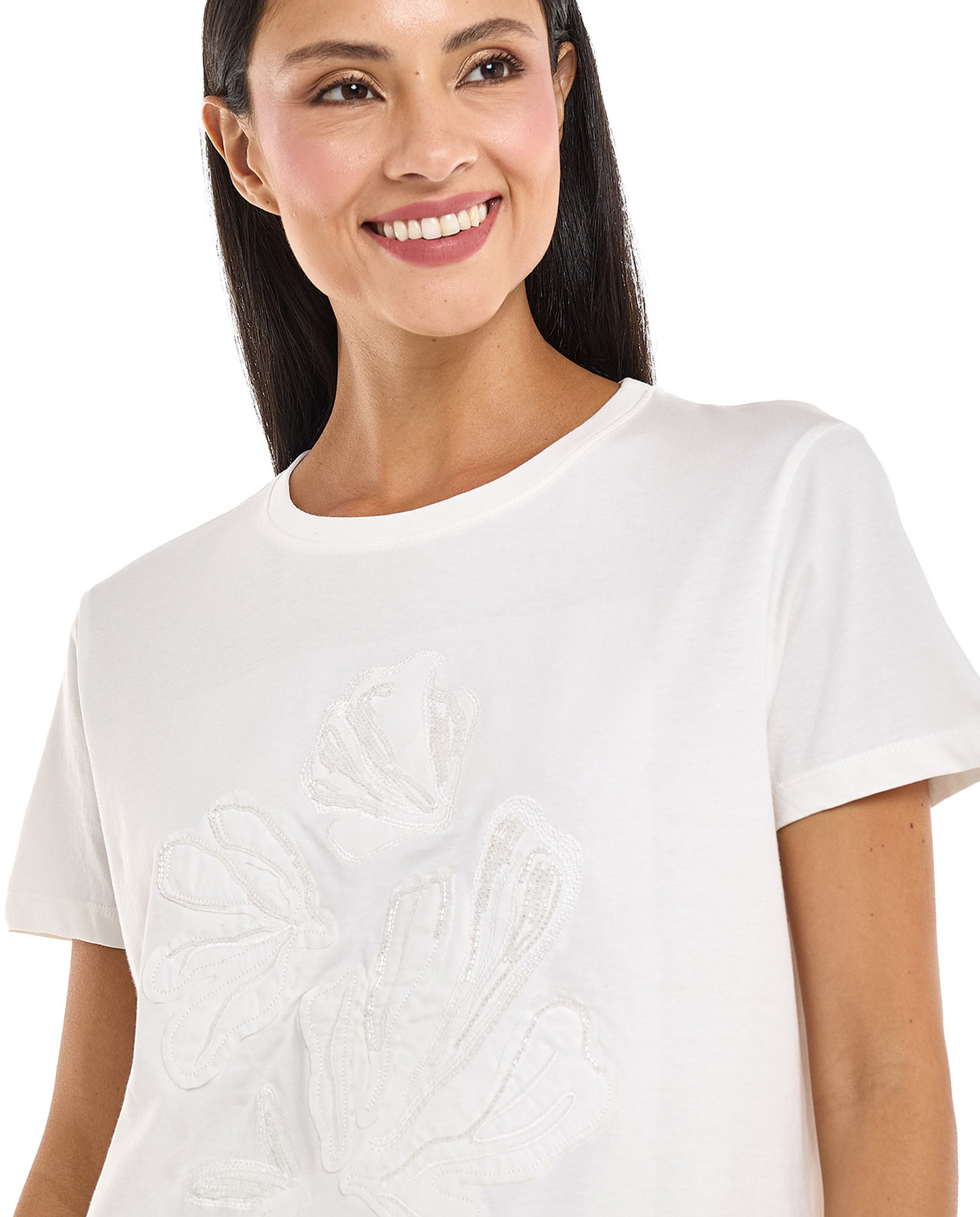 Embellished T-Shirt with Crew Neck and Short Sleeves