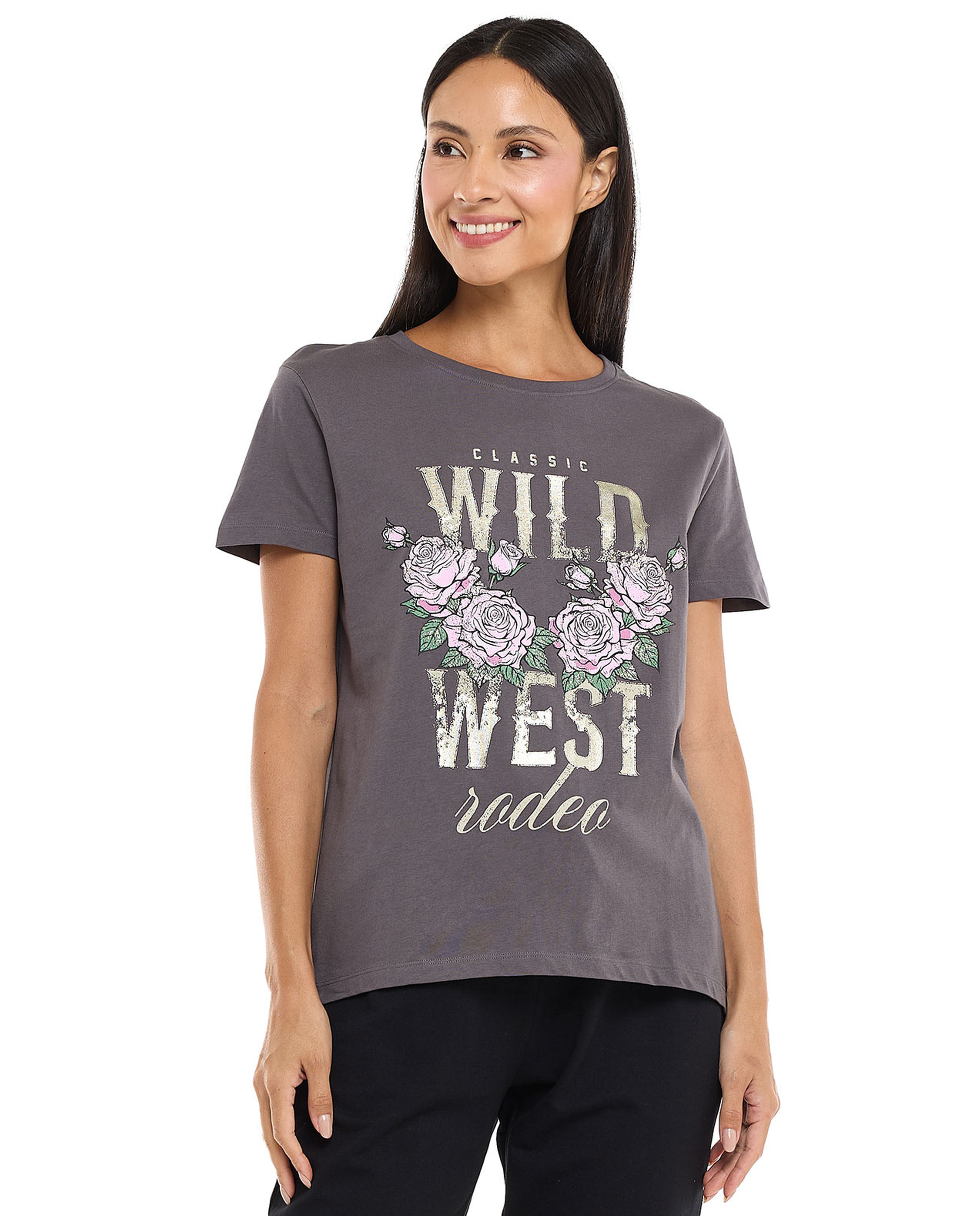 Printed T-Shirt with Crew Neck and Short Sleeves