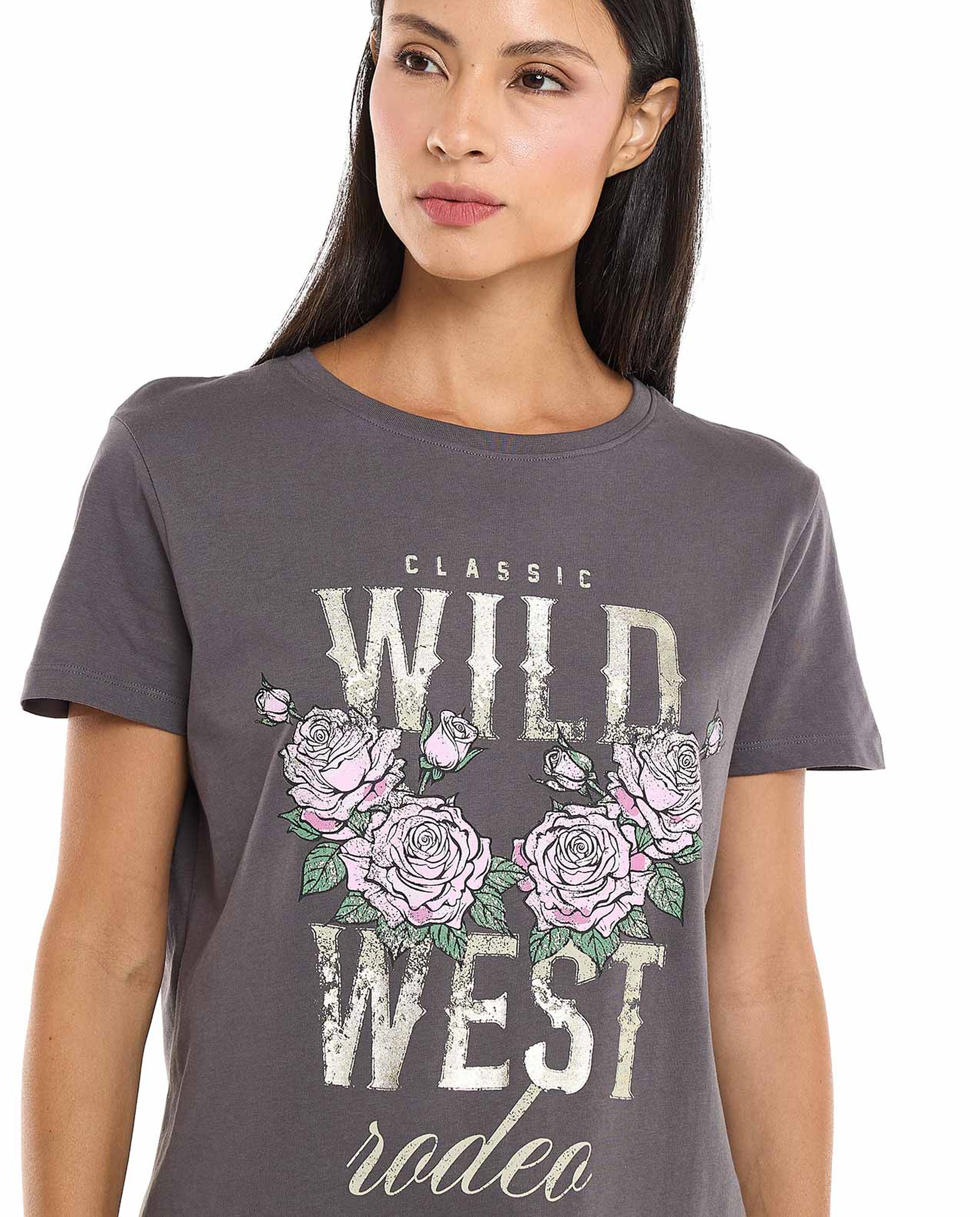 Printed T-Shirt with Crew Neck and Short Sleeves