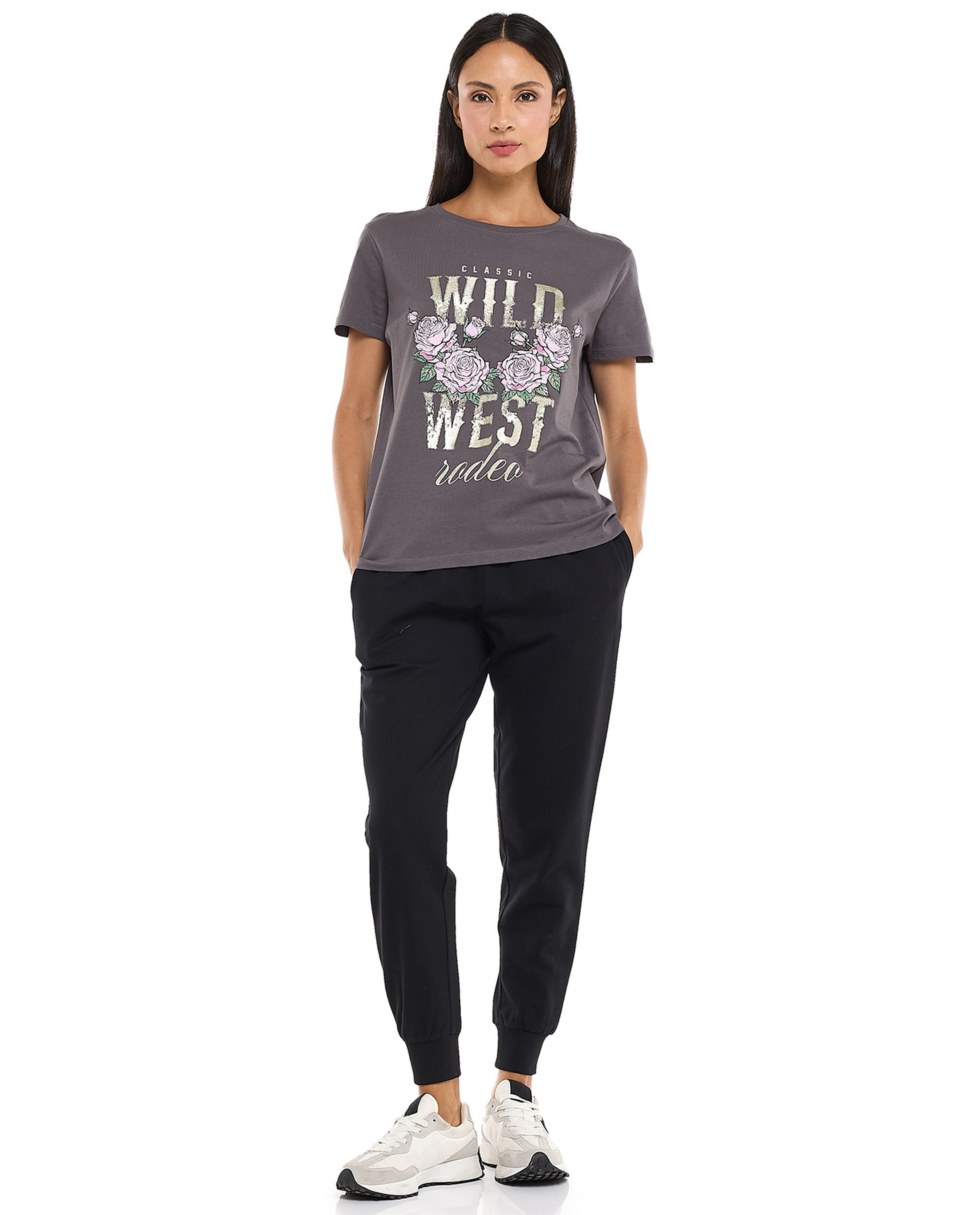 Printed T-Shirt with Crew Neck and Short Sleeves