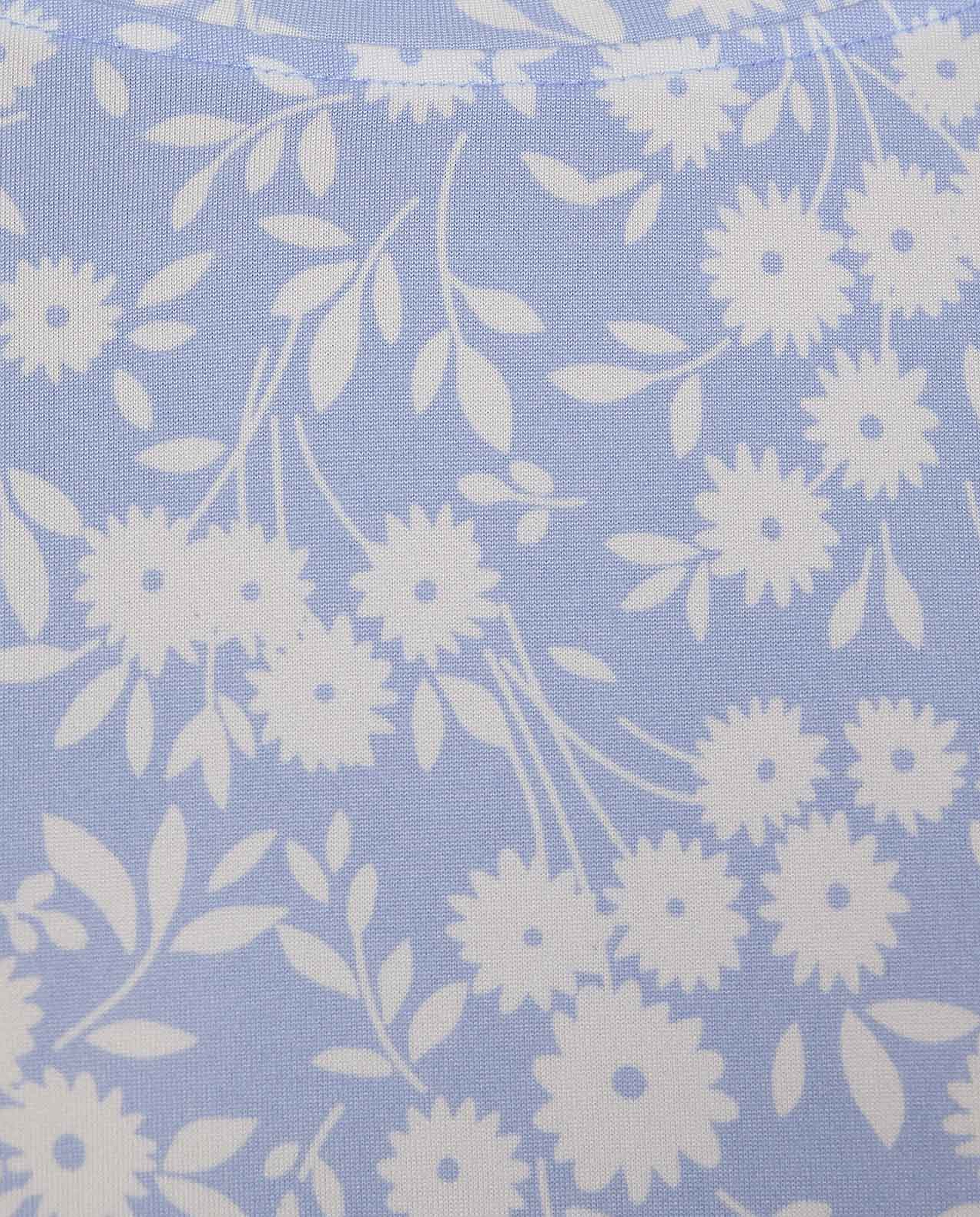 Floral Patterned Nightdress with Crew Neck and Short Sleeves