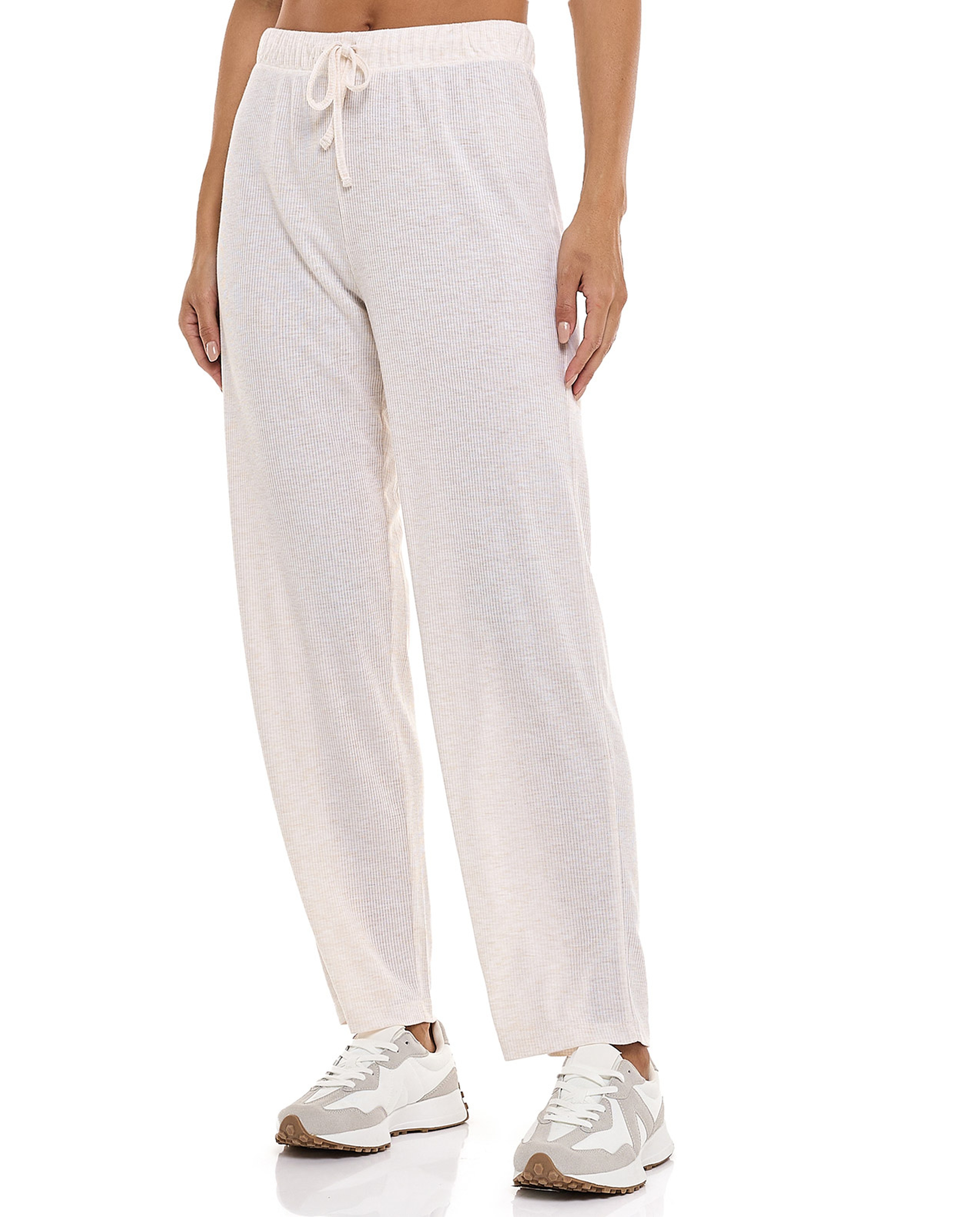 Ribbed Lounge Pants with Drawstring Waist