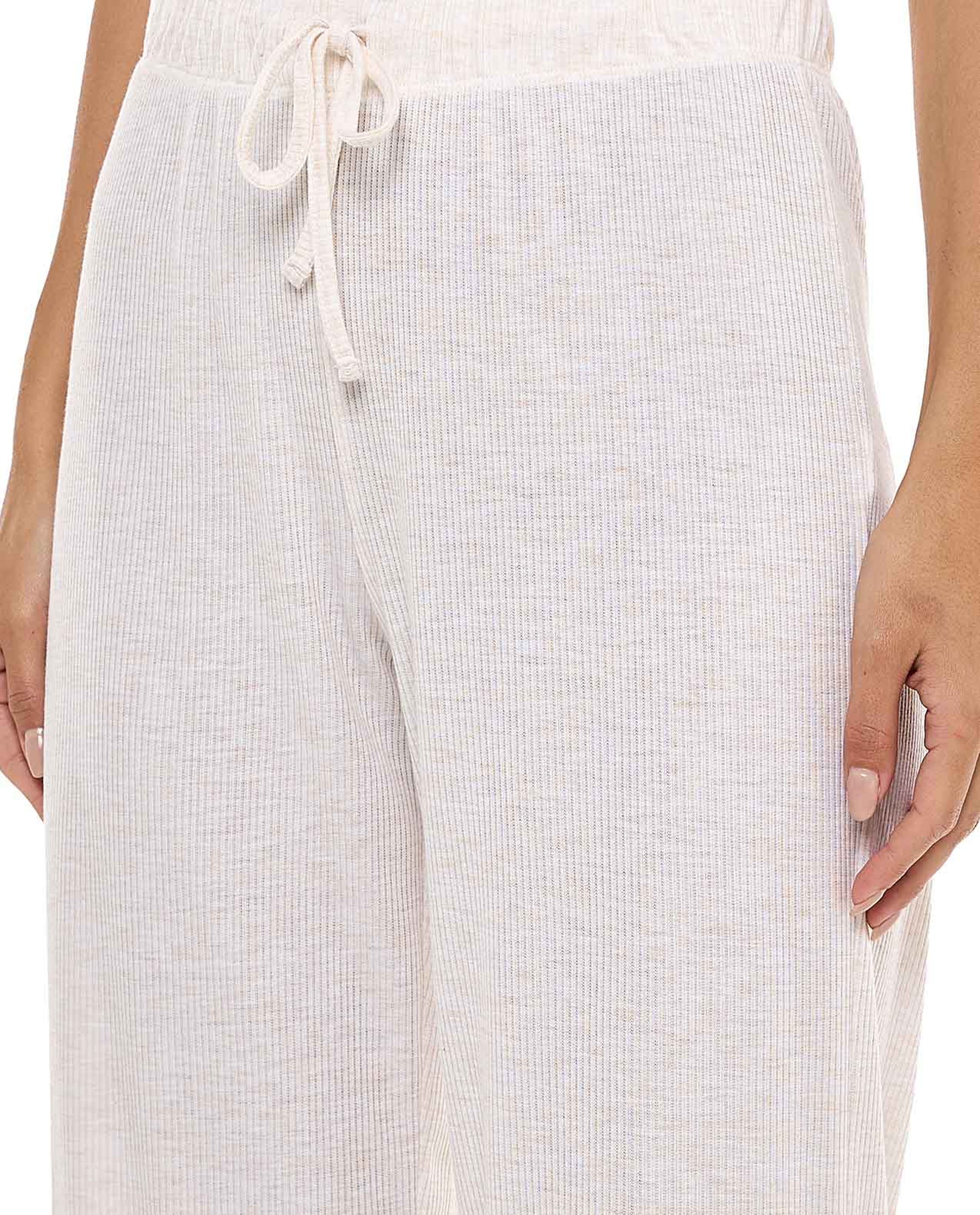 Ribbed Lounge Pants with Drawstring Waist