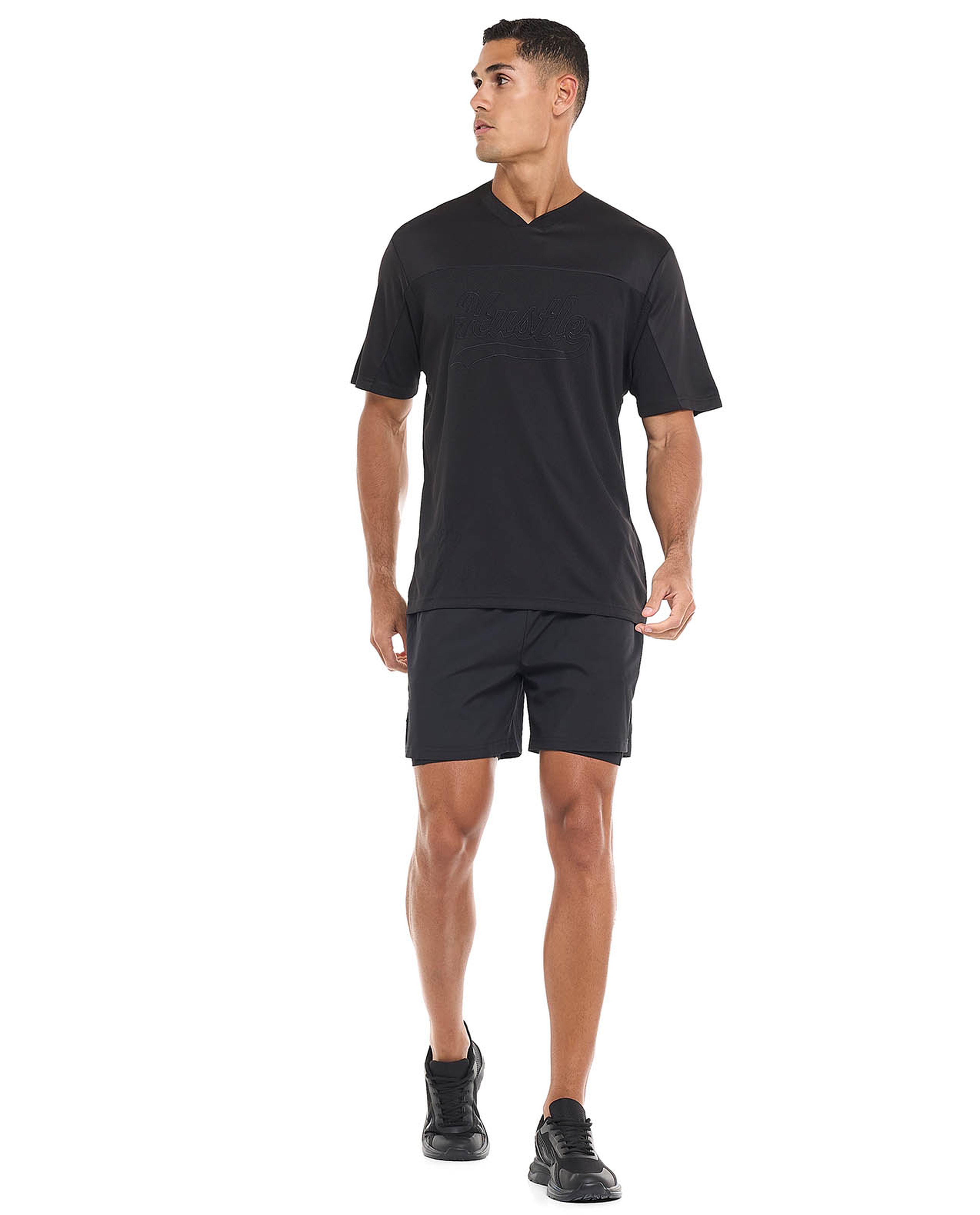 Embroidered Active T-Shirt with V-Neck and Short Sleeves