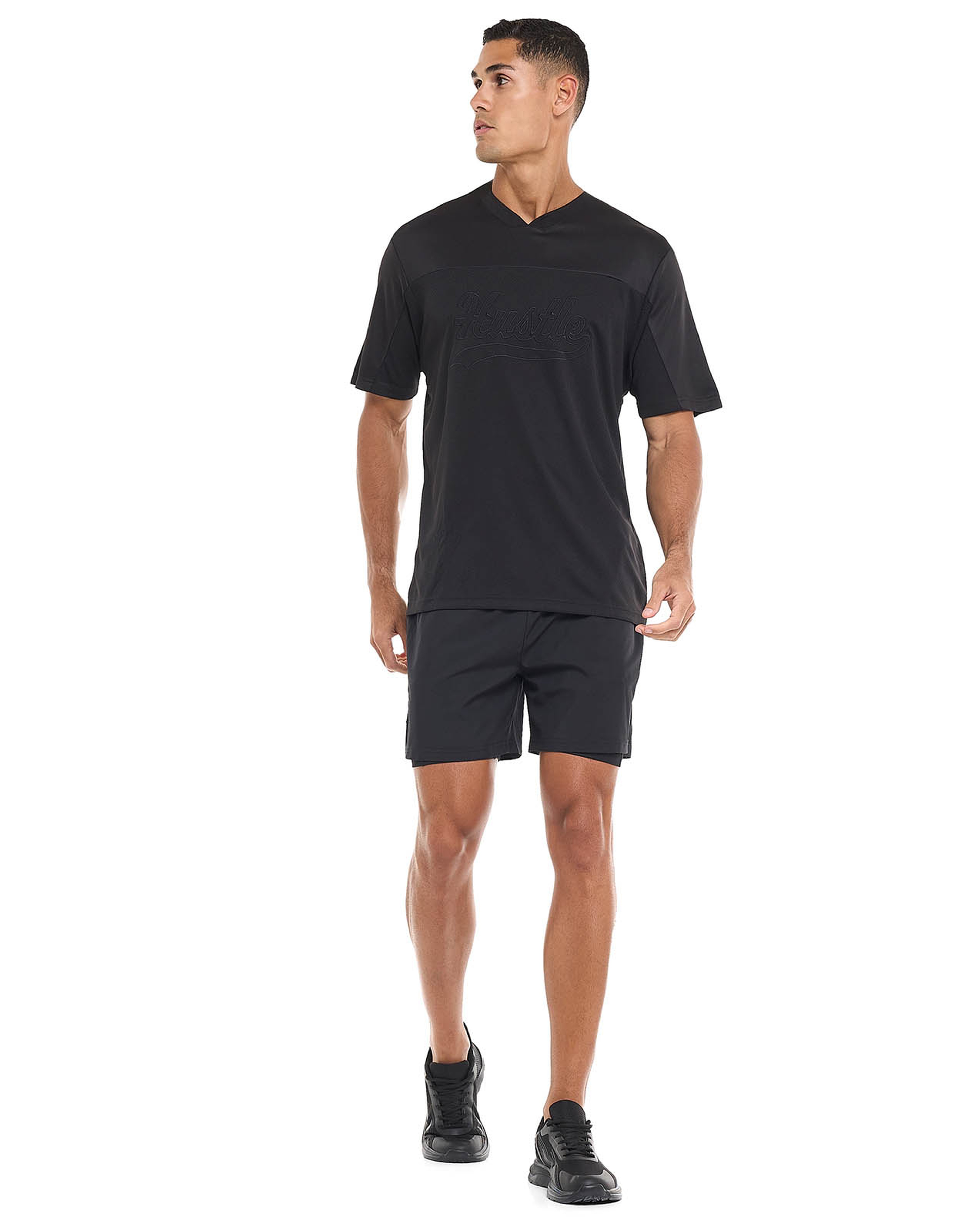 Embroidered Active T-Shirt with V-Neck and Short Sleeves