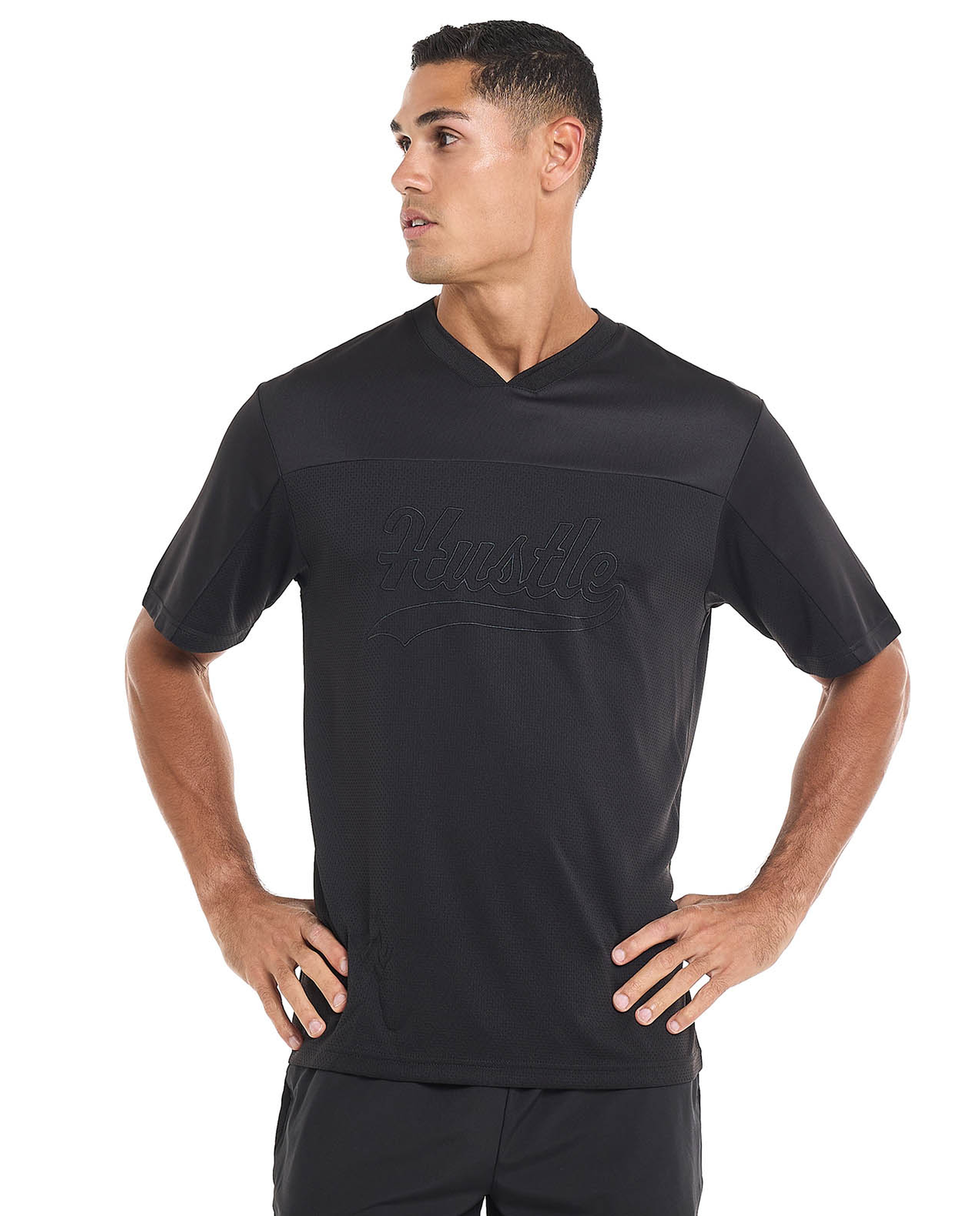 Embroidered Active T-Shirt with V-Neck and Short Sleeves