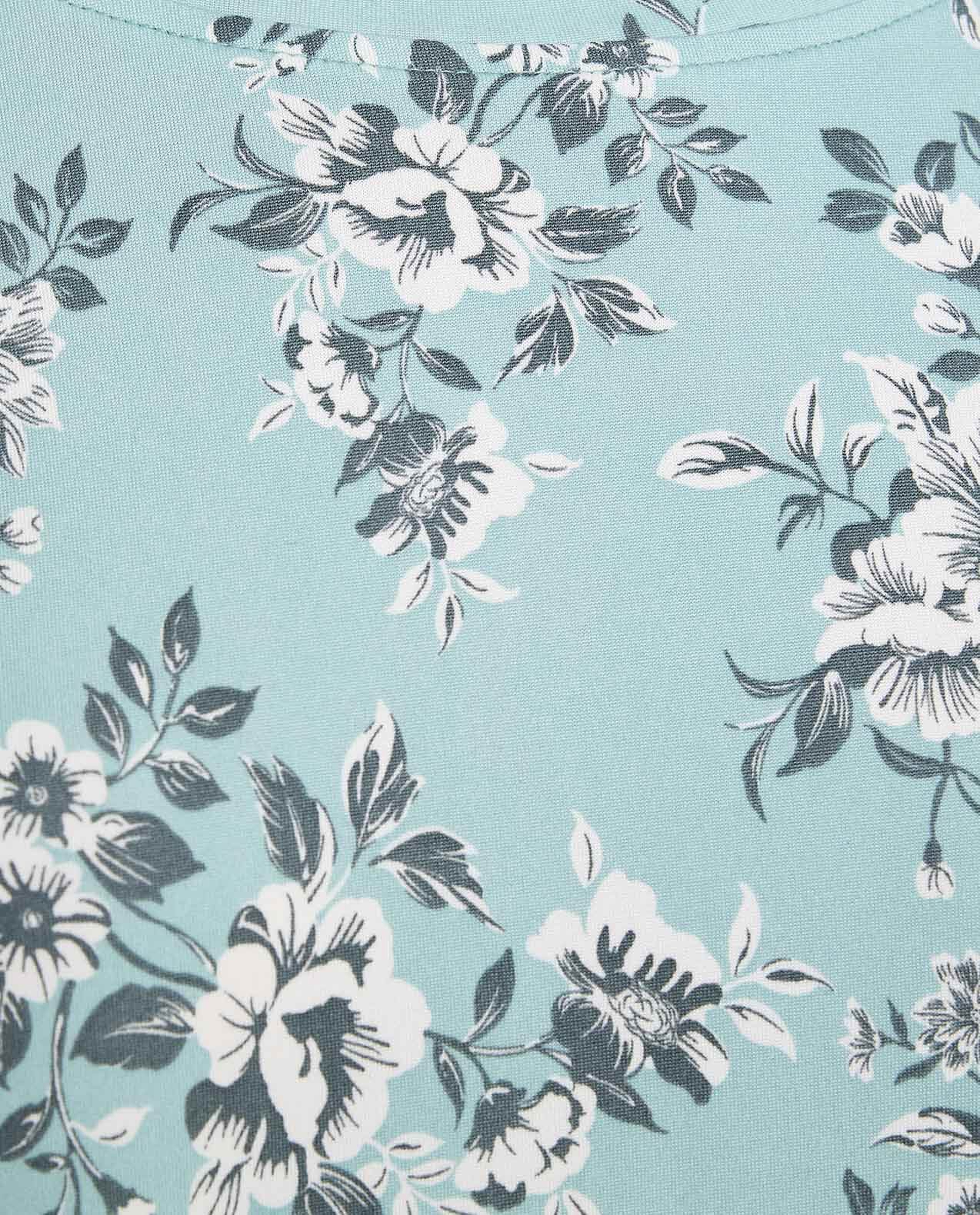 Floral Patterned Nightdress with Crew Neck and Short Sleeves