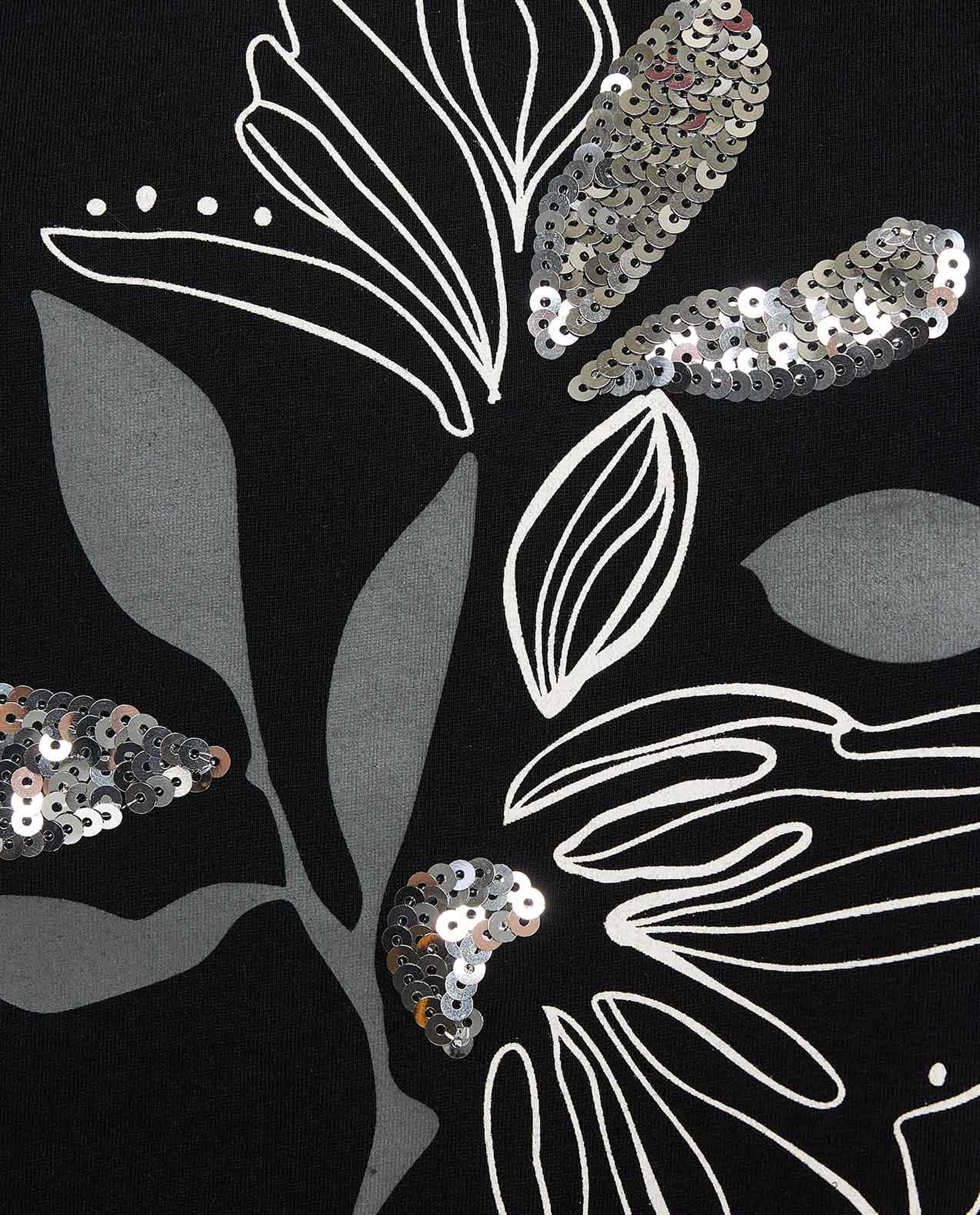 Sequined T-Shirt with Crew Neck and Short Sleeves