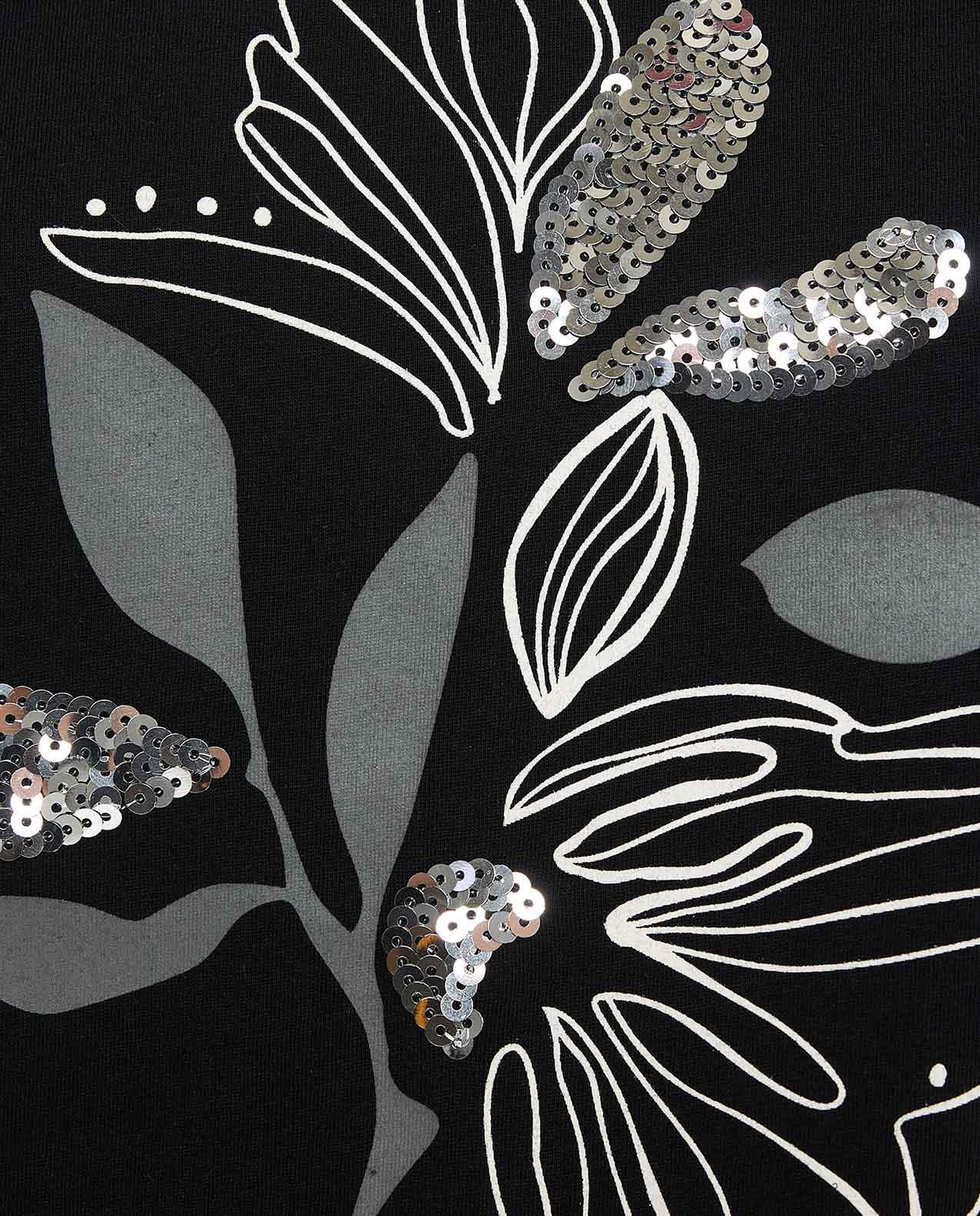 Sequined T-Shirt with Crew Neck and Short Sleeves