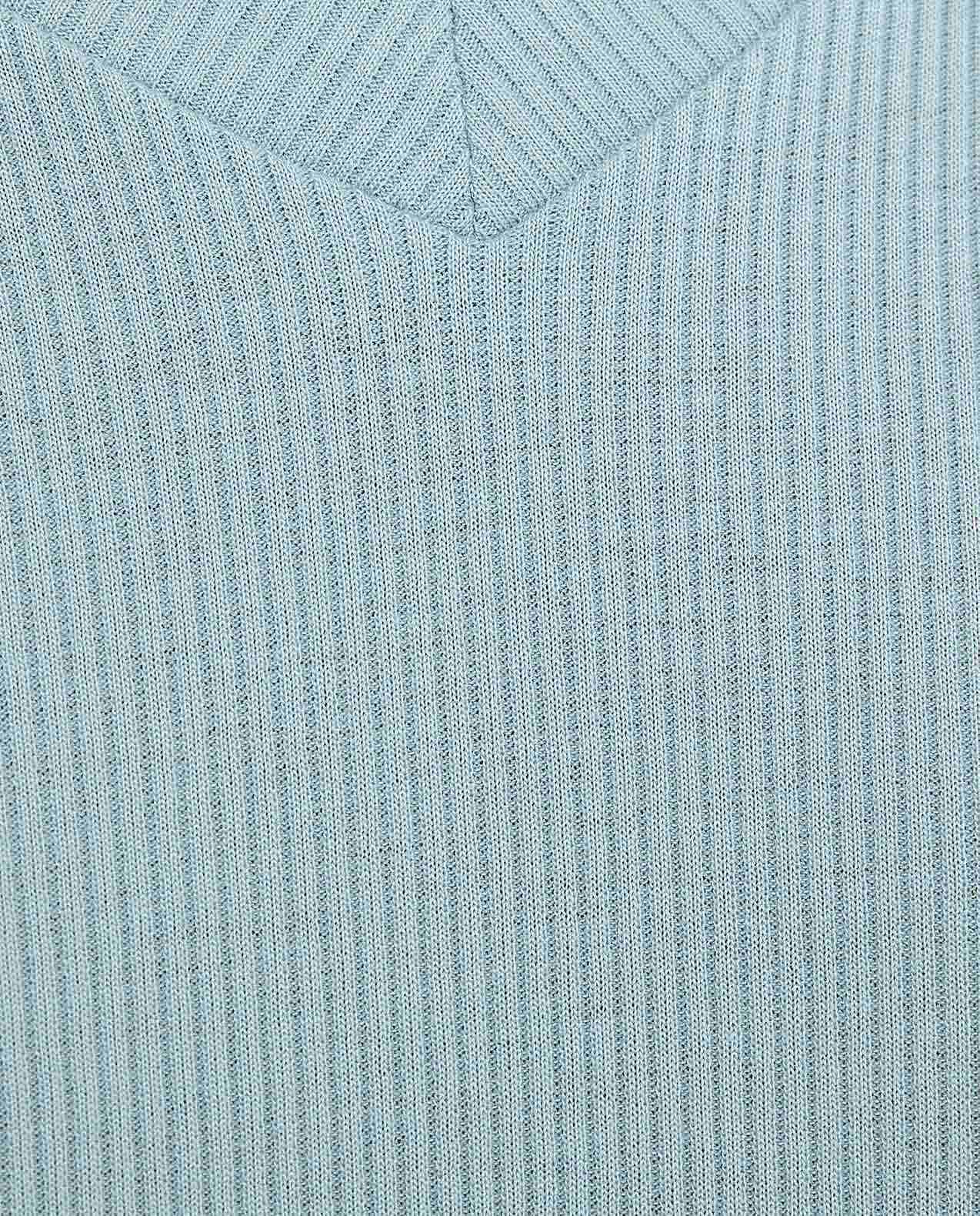 Ribbed Sleep T-Shirt with V-Neck and Short Sleeves