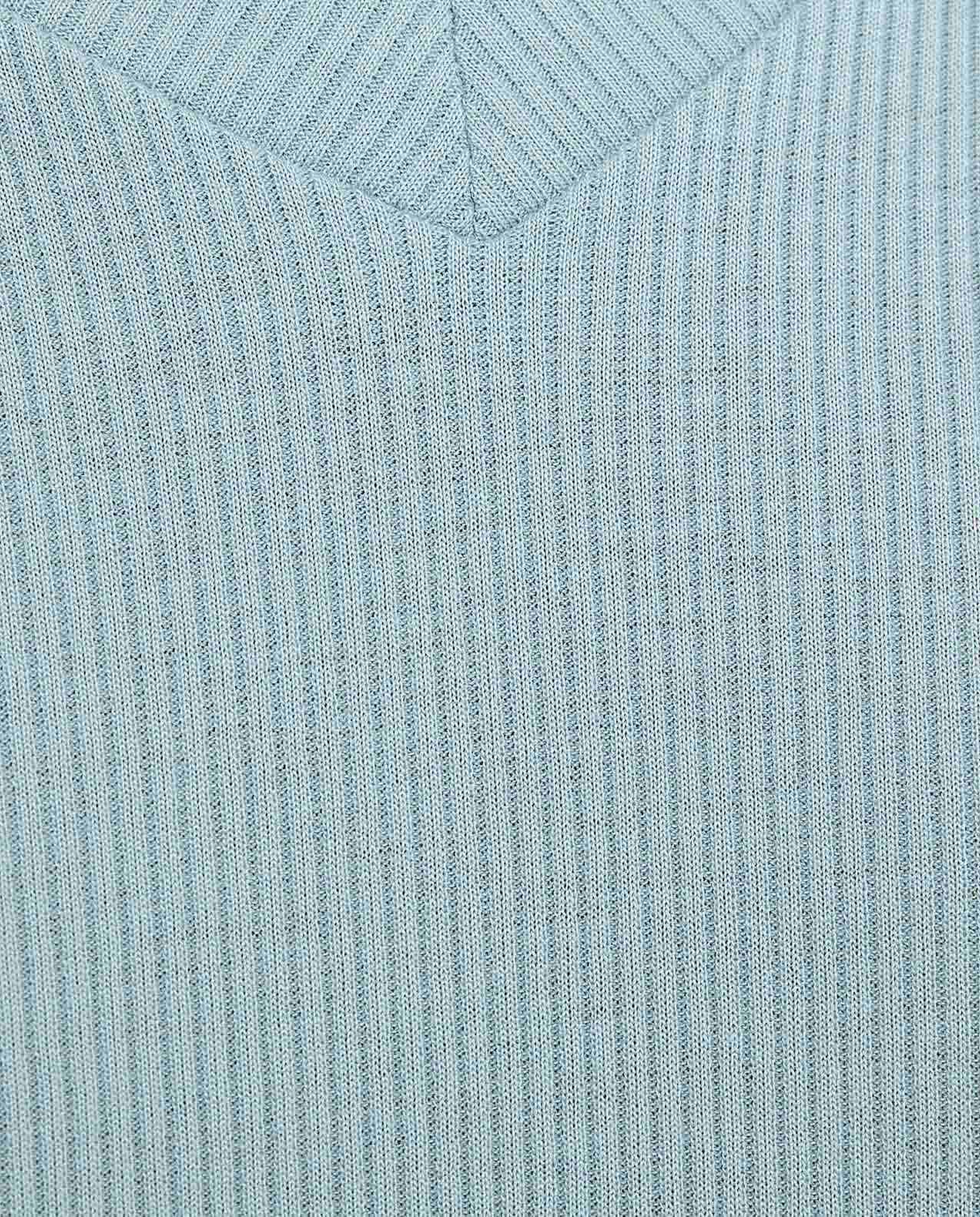 Ribbed Sleep T-Shirt with V-Neck and Short Sleeves