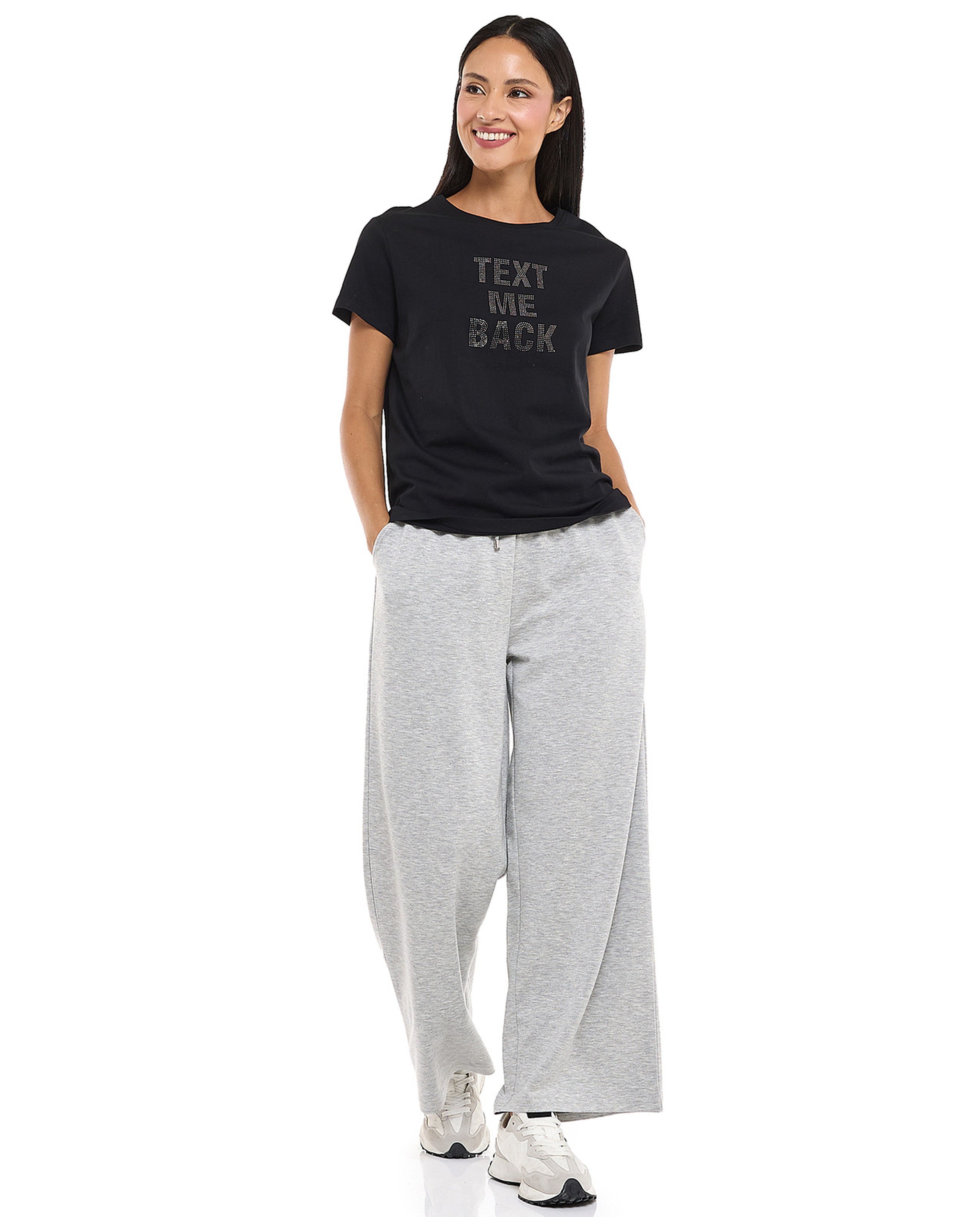 Embellished T-Shirt with Crew Neck and Short Sleeves