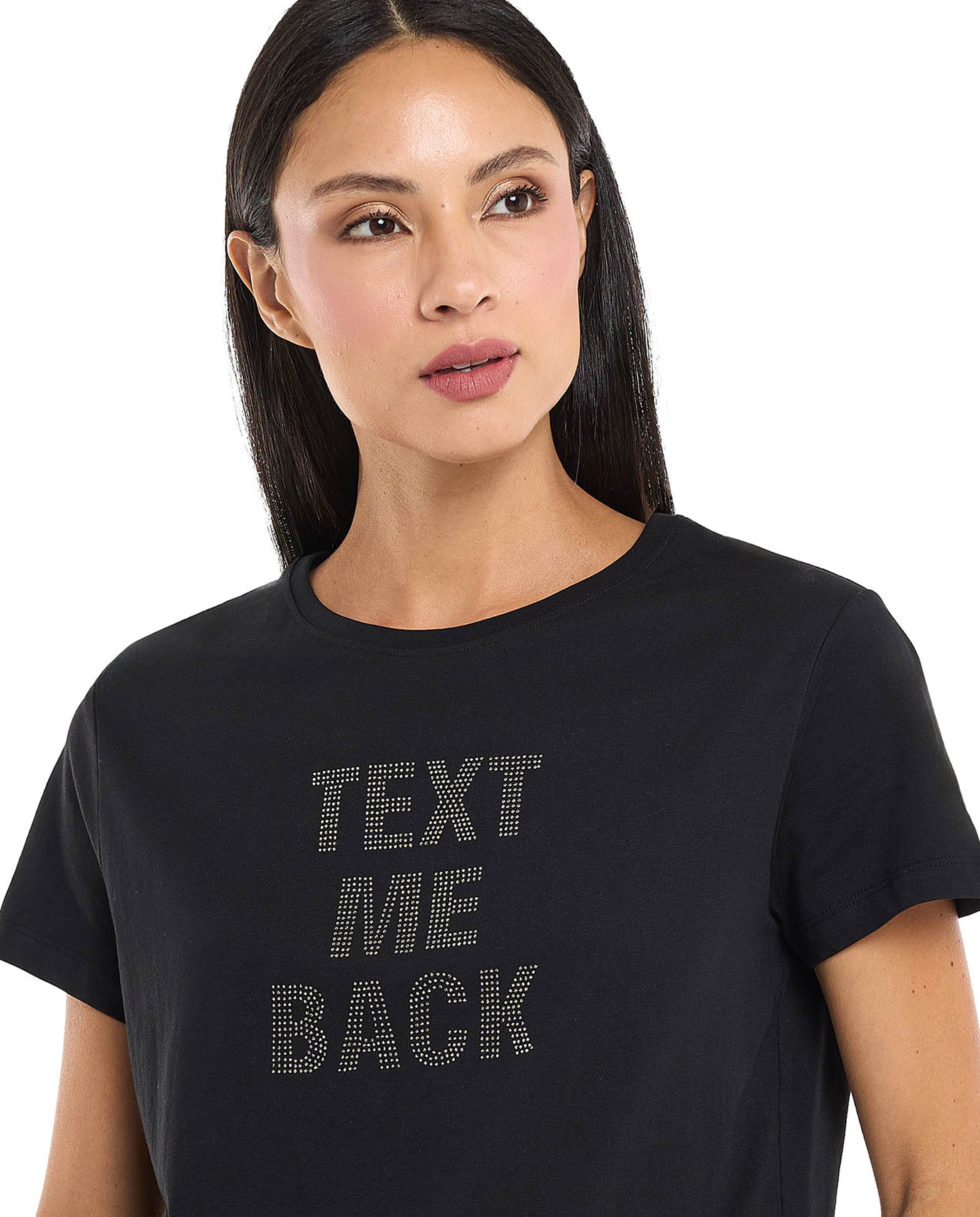 Embellished T-Shirt with Crew Neck and Short Sleeves