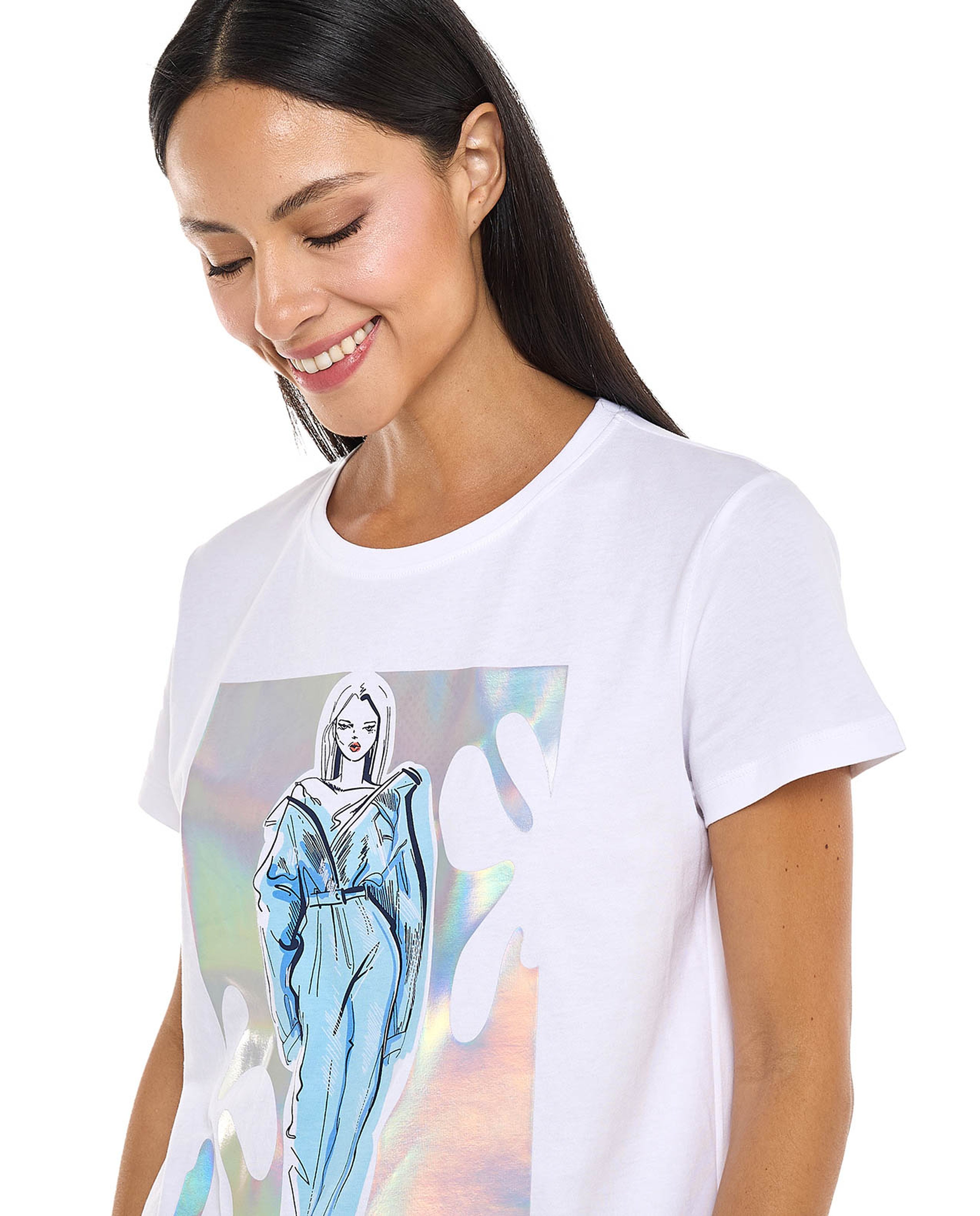 Printed T-Shirt with Crew Neck and Short Sleeves