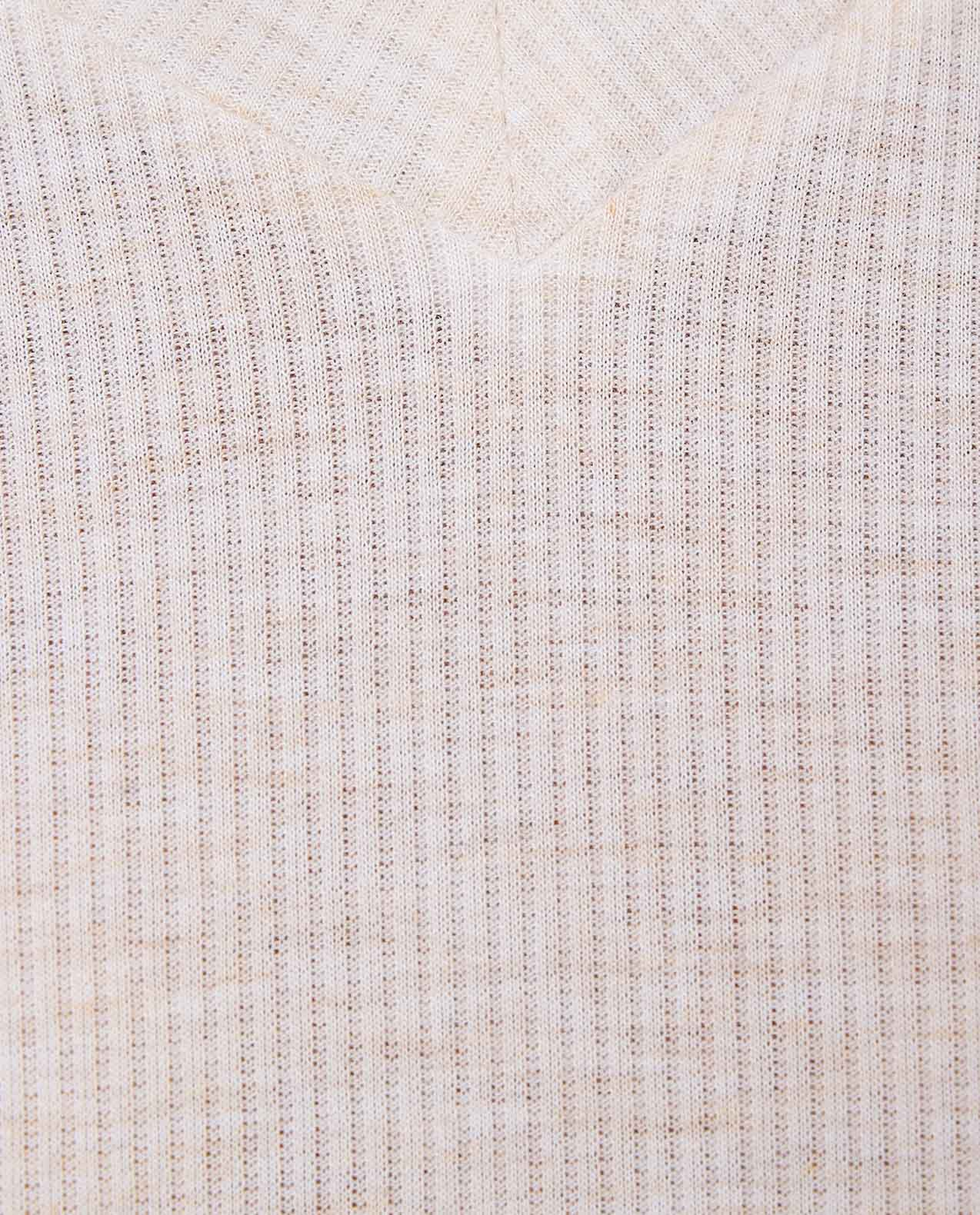 Ribbed Sleep T-Shirt with V-Neck and Short Sleeves