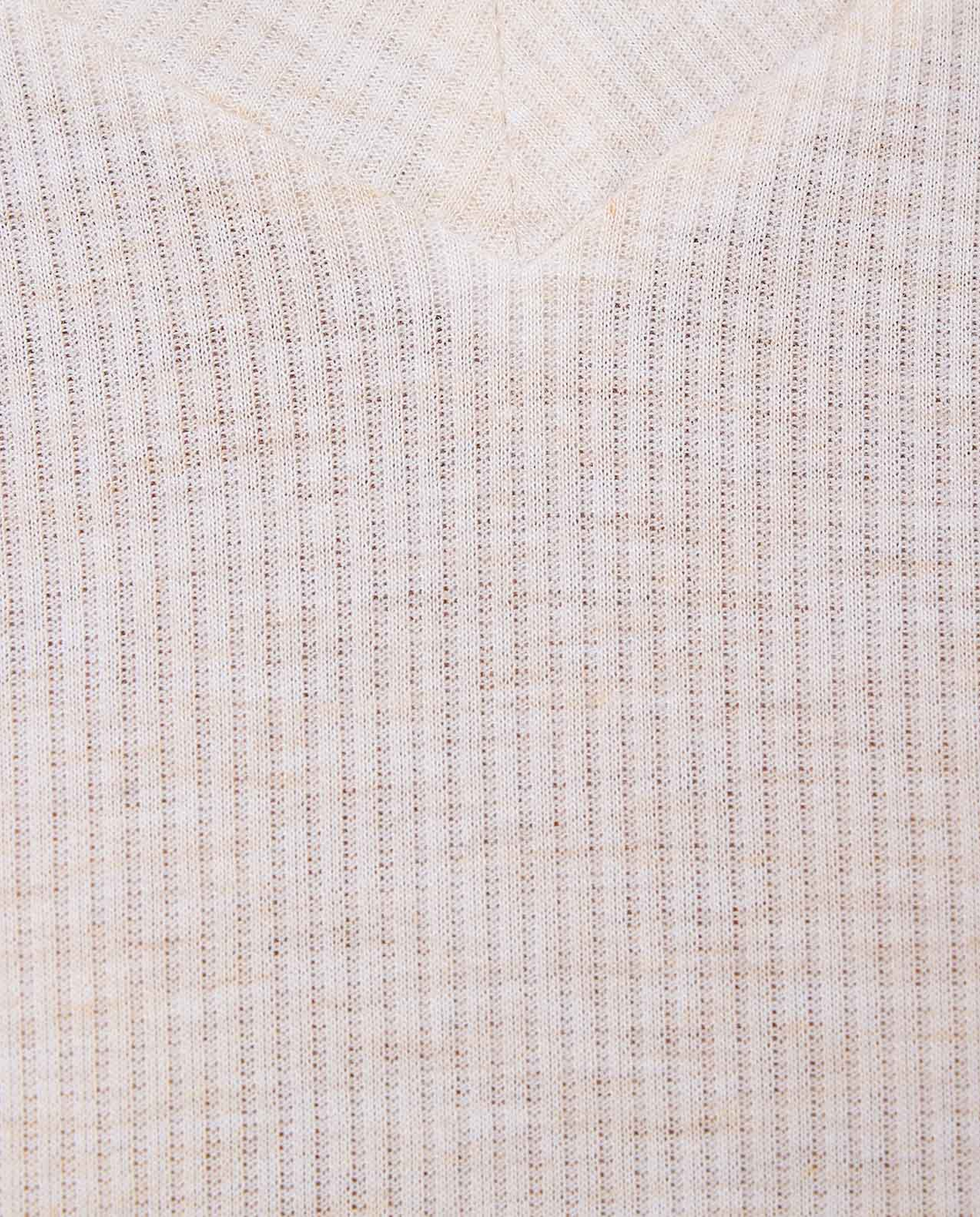 Ribbed Sleep T-Shirt with V-Neck and Short Sleeves