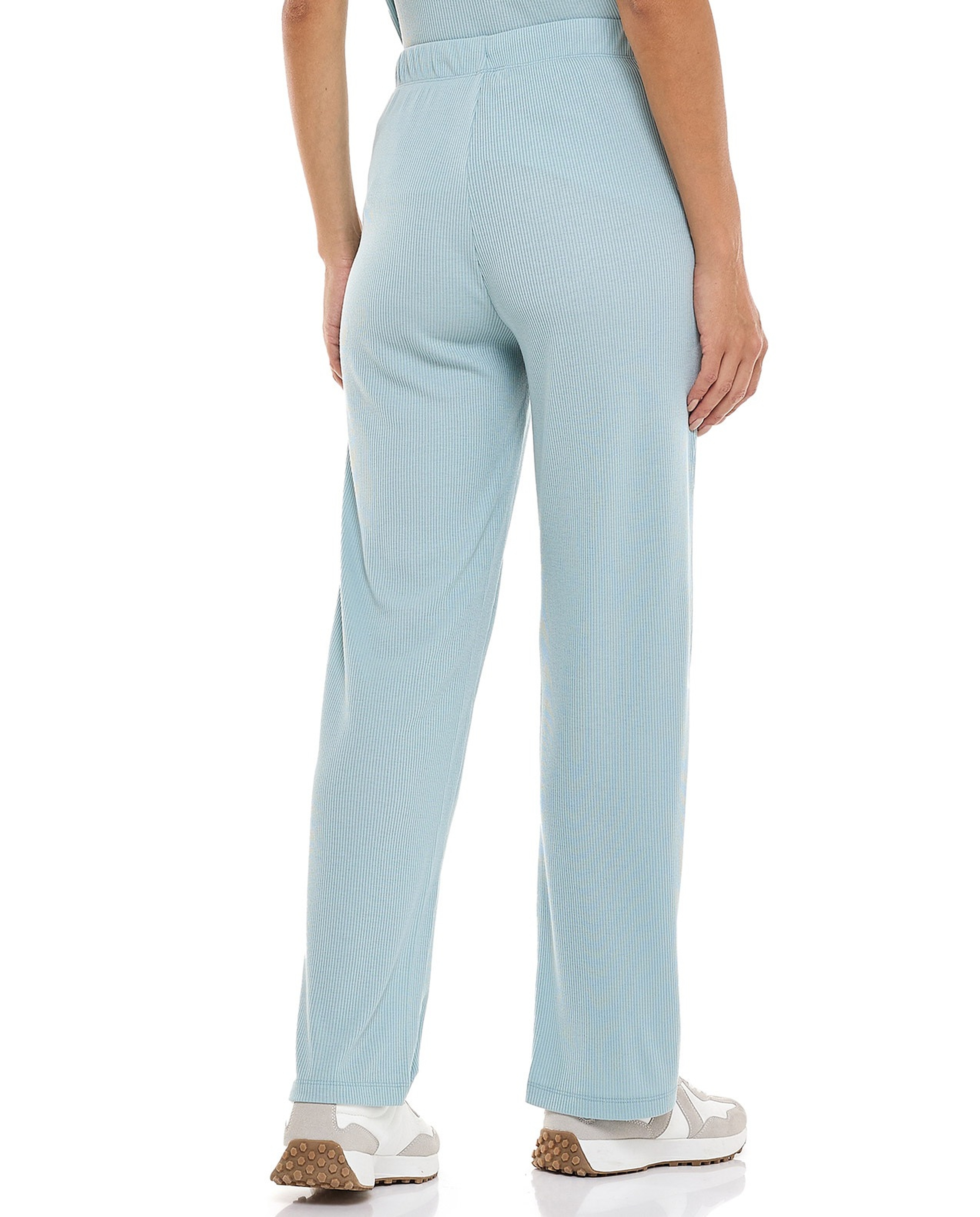 Ribbed Lounge Pants with Drawstring Waist