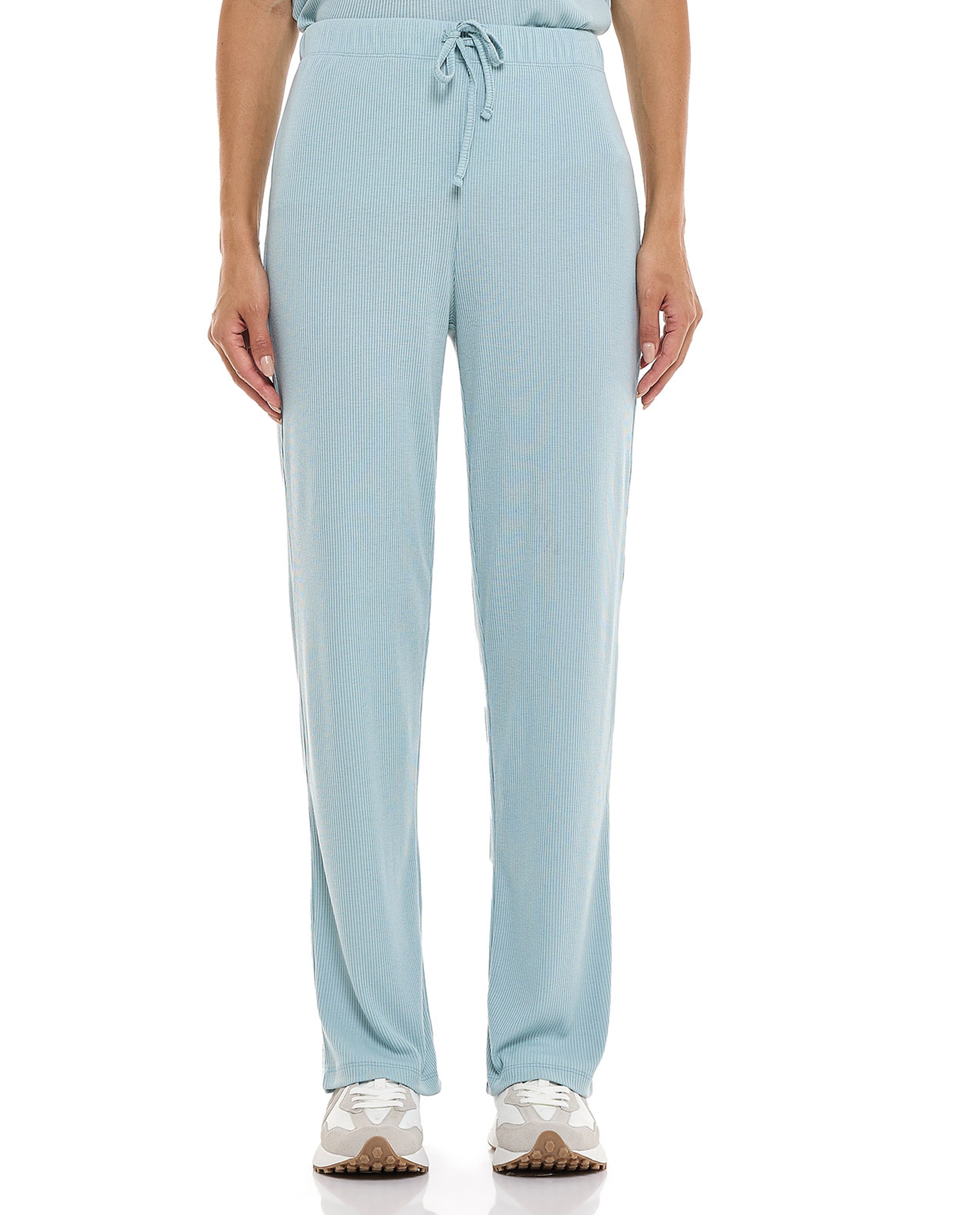 Ribbed Lounge Pants with Drawstring Waist
