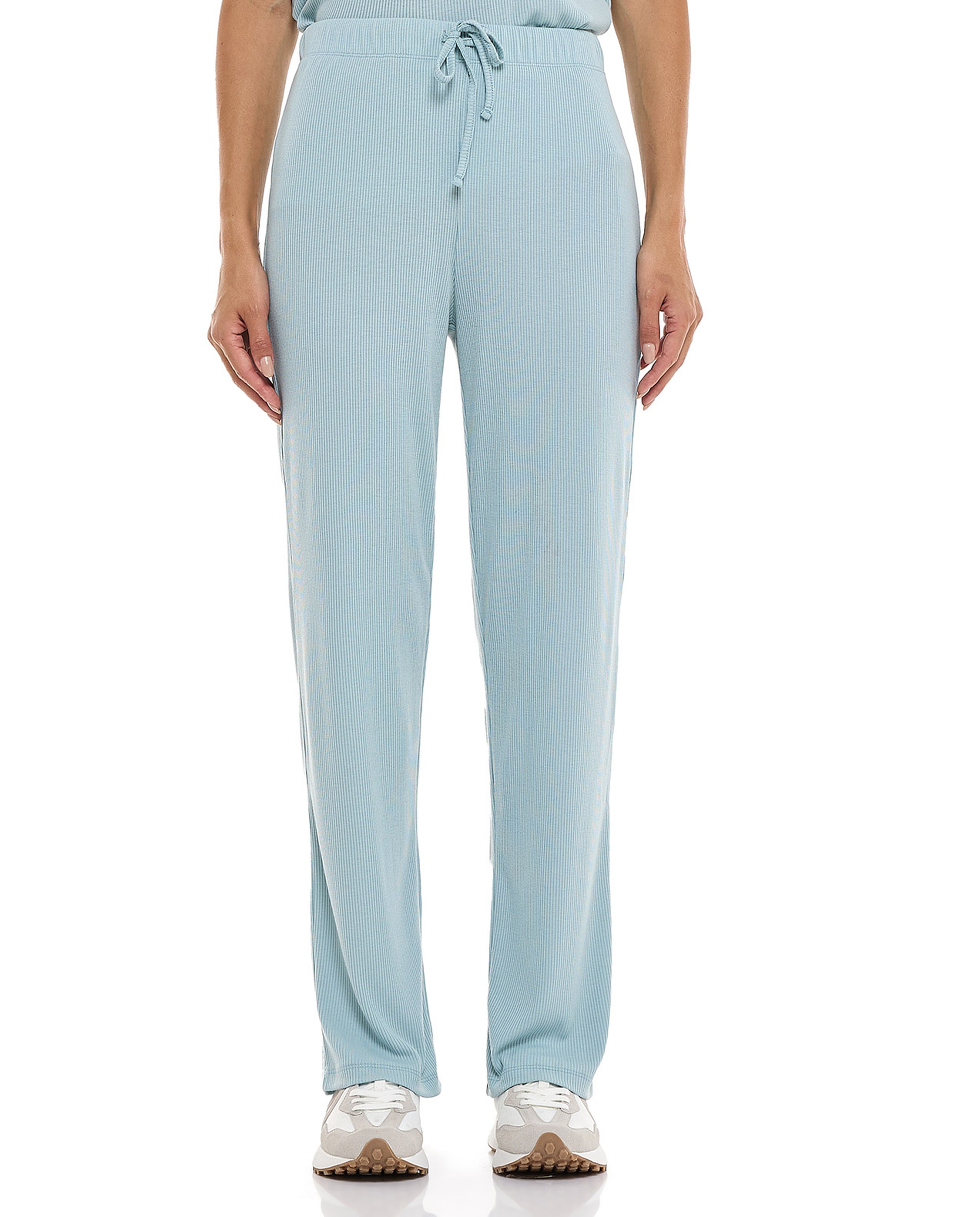 Ribbed Lounge Pants with Drawstring Waist