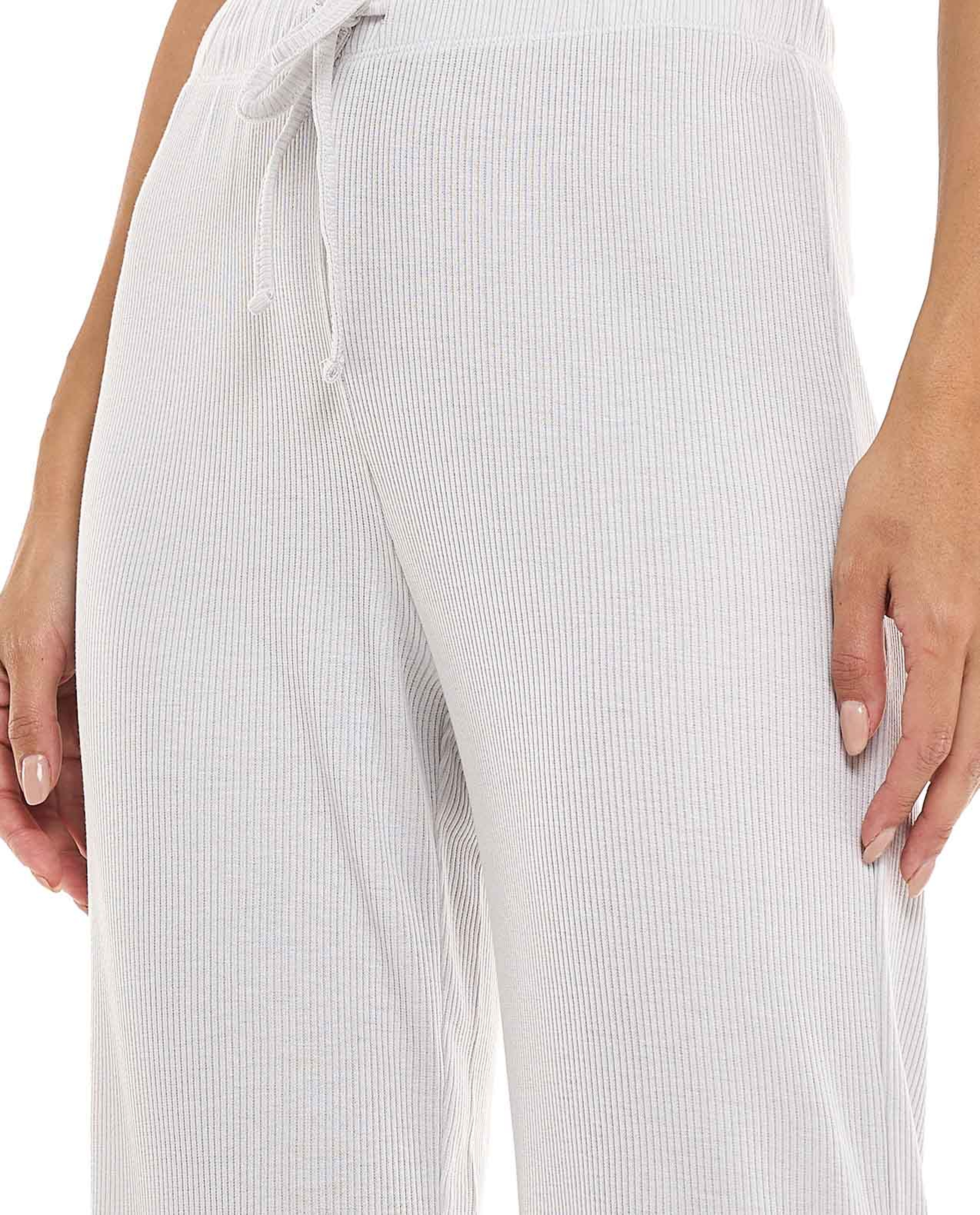 Ribbed Lounge Pants with Drawstring Waist