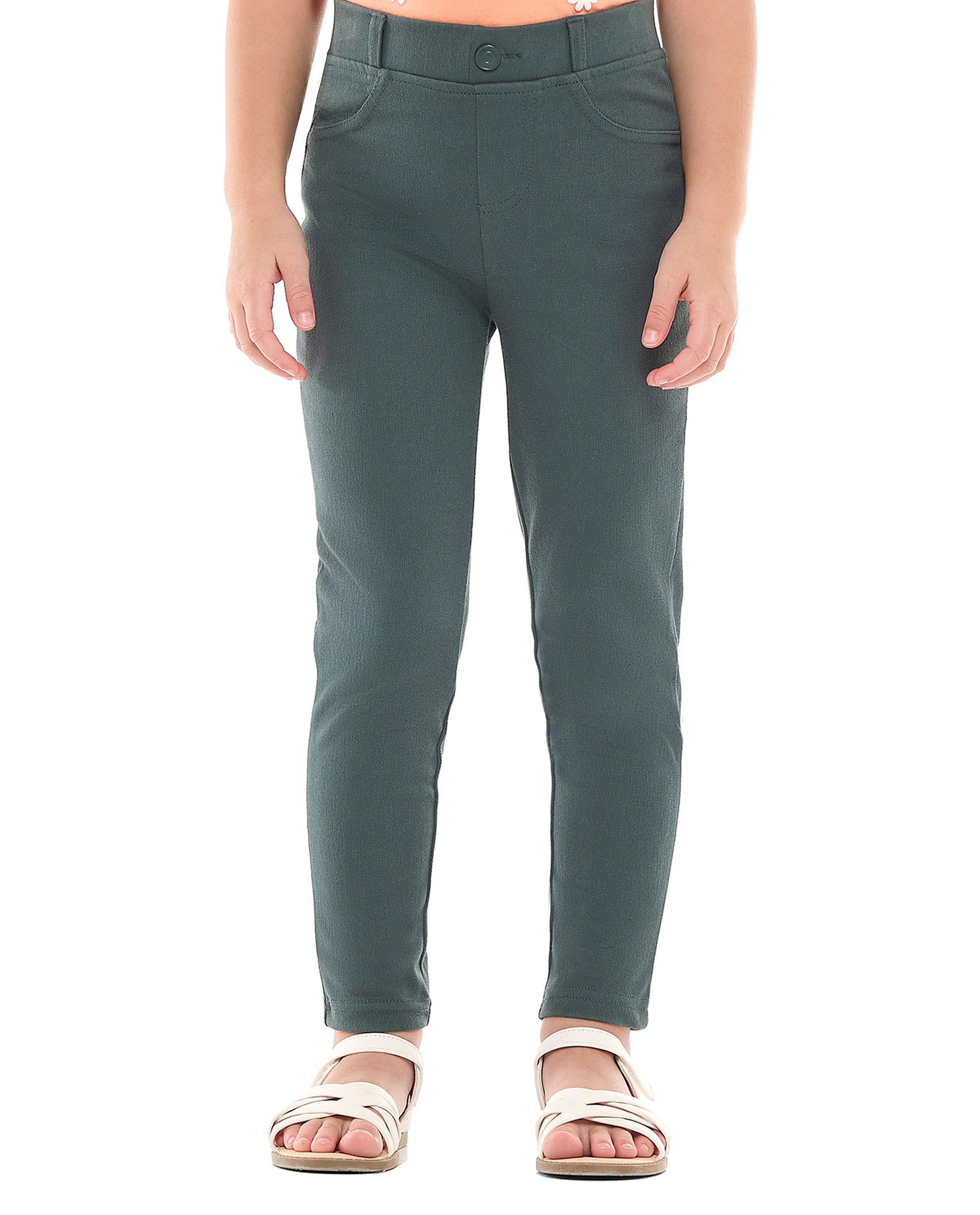 Solid Skinny Fit Pants with Elastic Waist