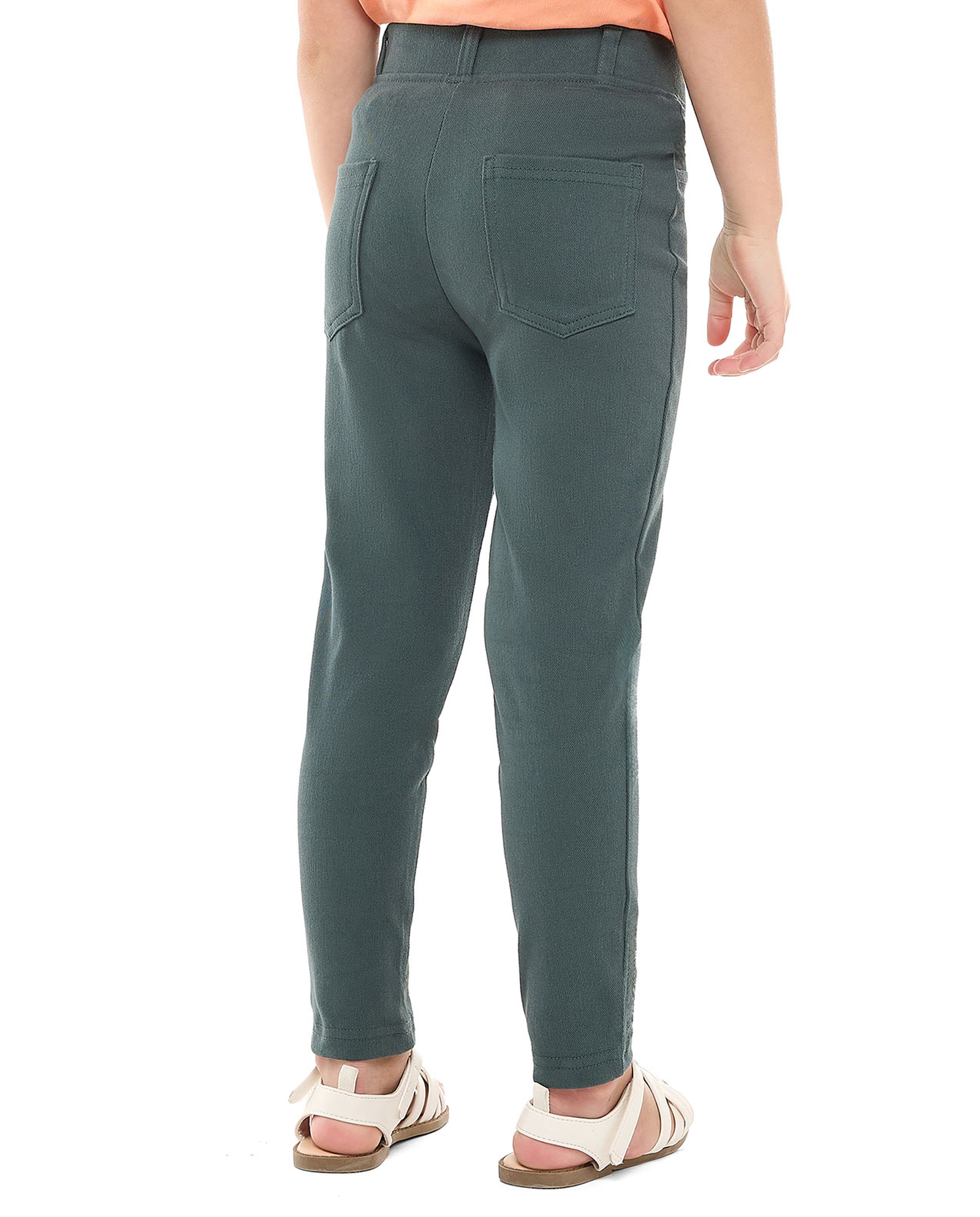 Solid Skinny Fit Pants with Elastic Waist