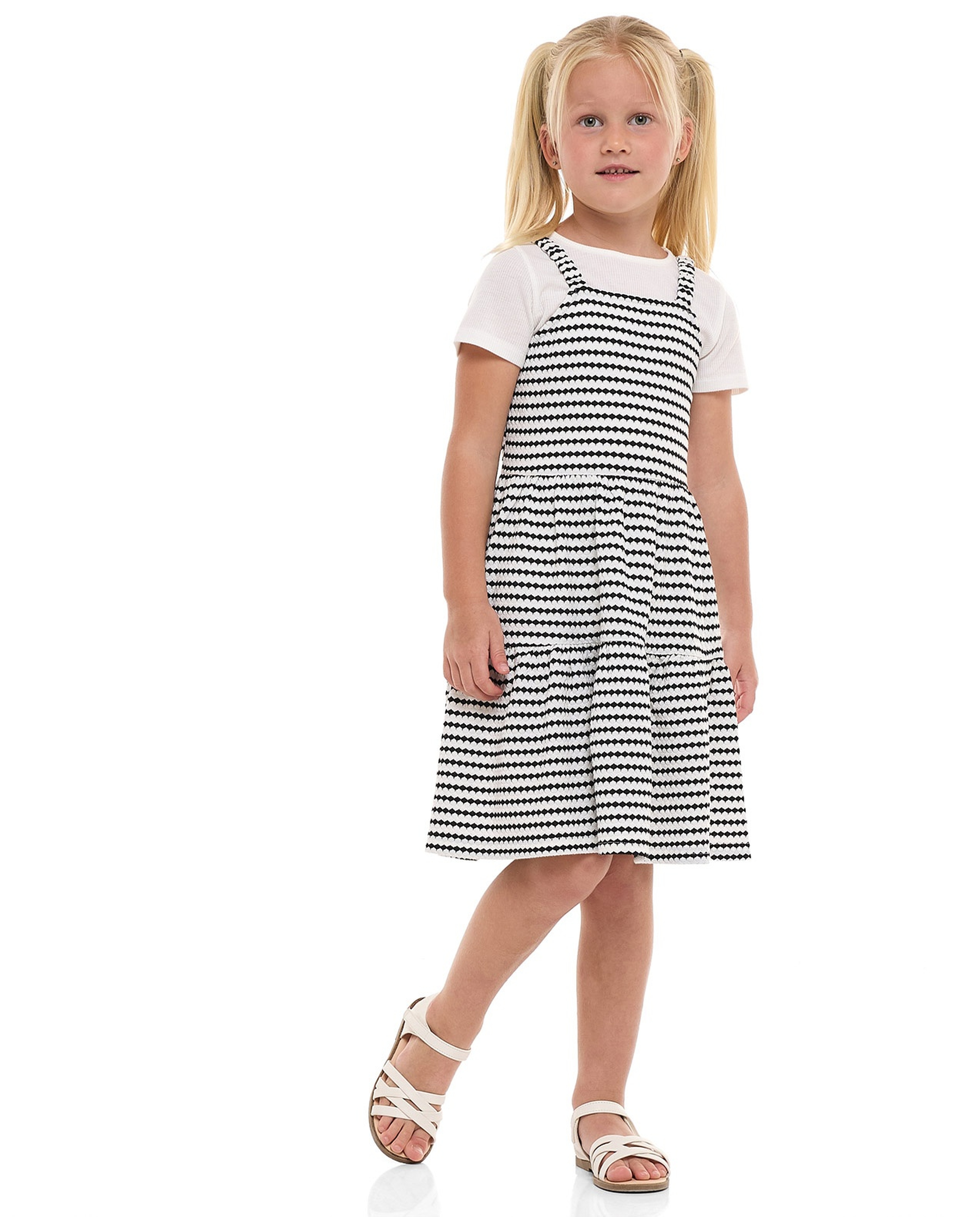 Patterned Knit Dungaree Dress