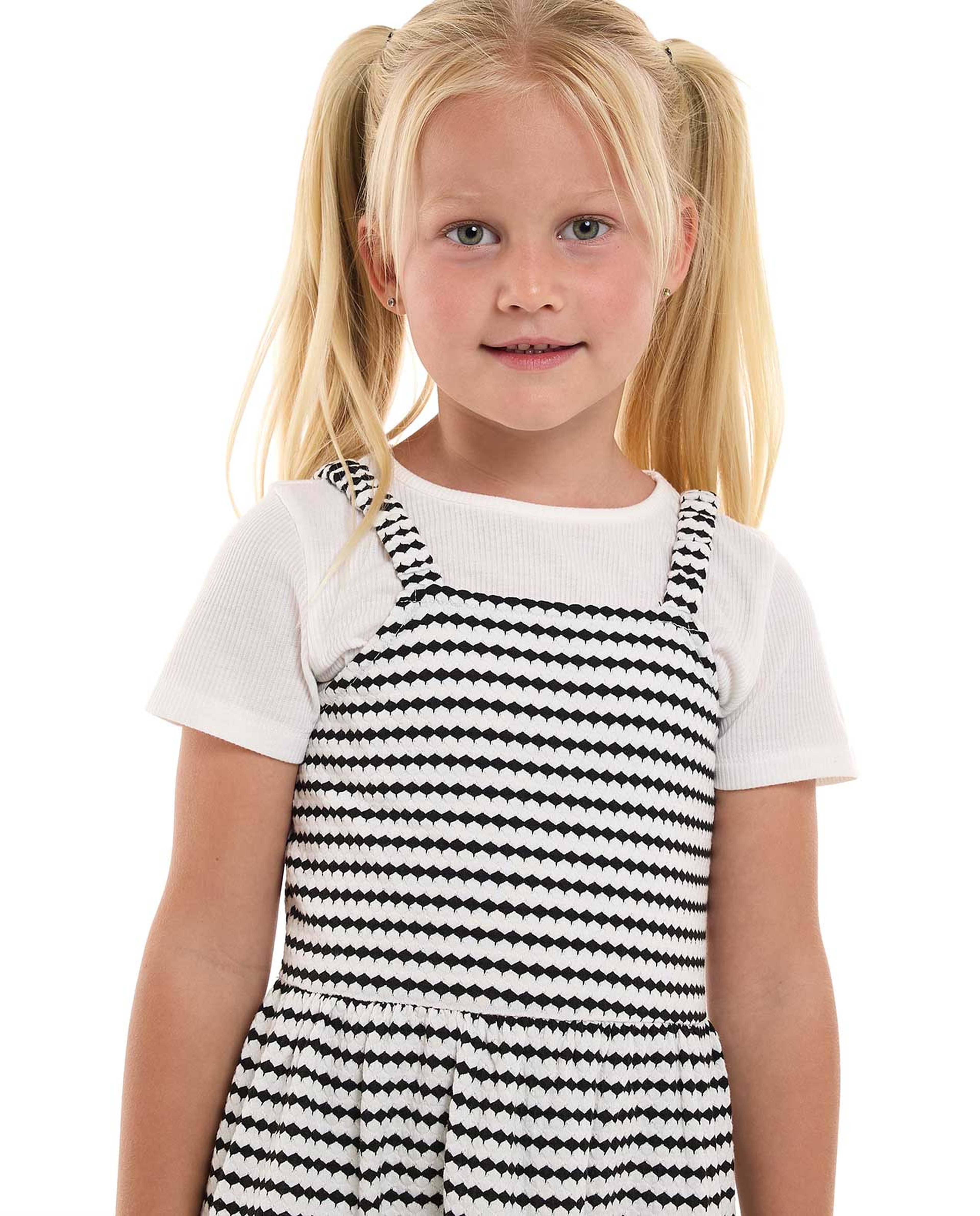 Patterned Knit Dungaree Dress