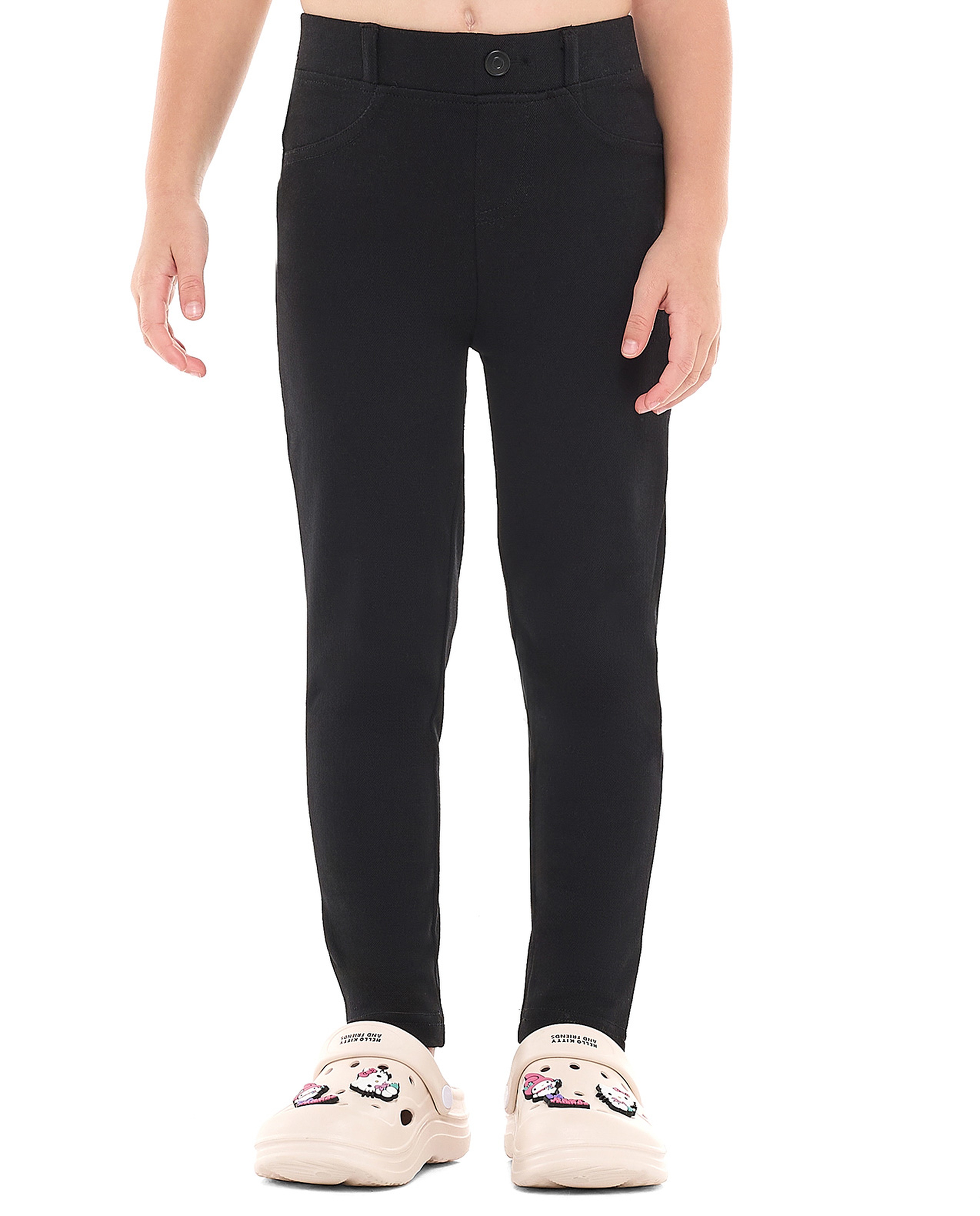 Solid Skinny Fit Pants with Elastic Waist