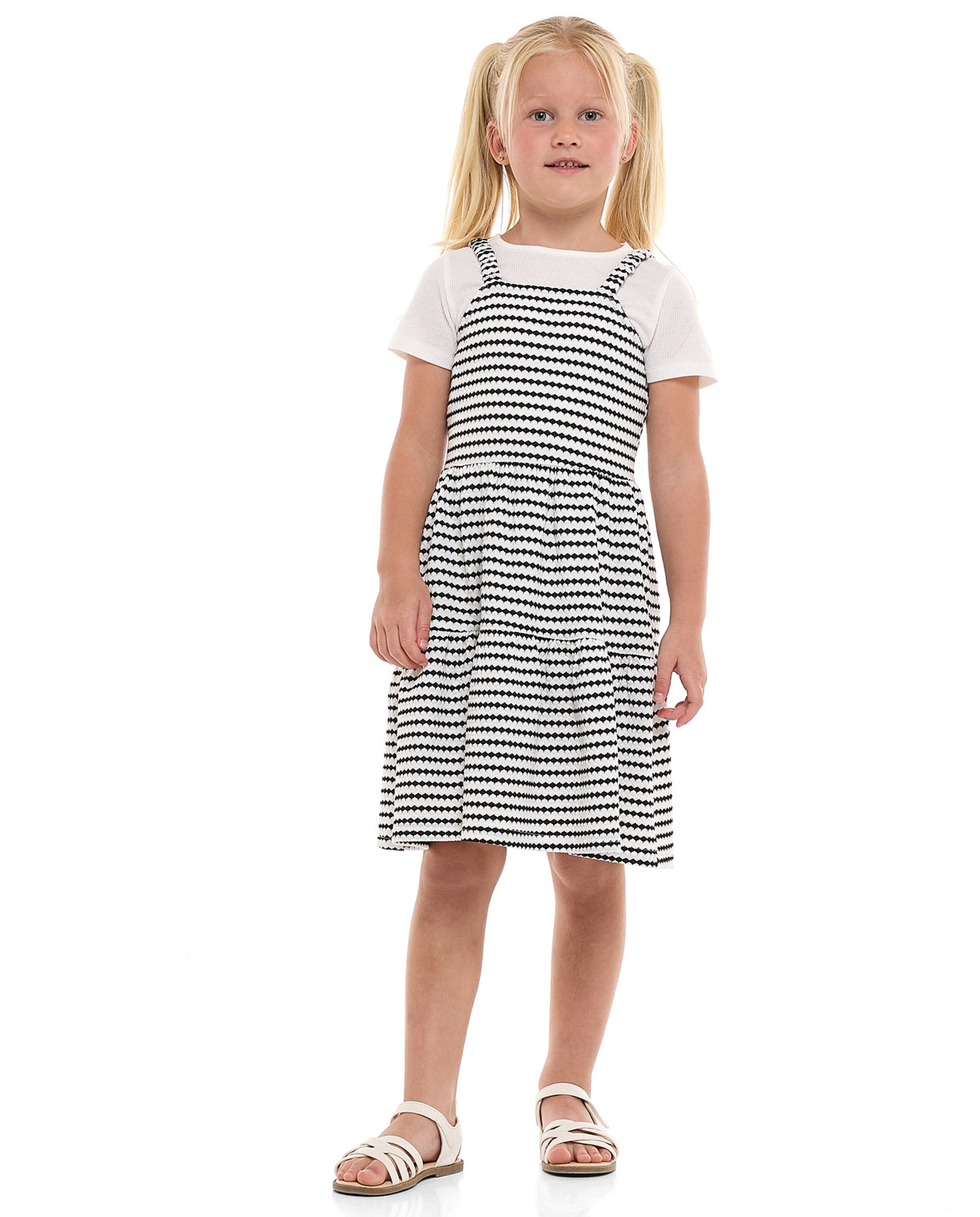 Patterned Knit Dungaree Dress