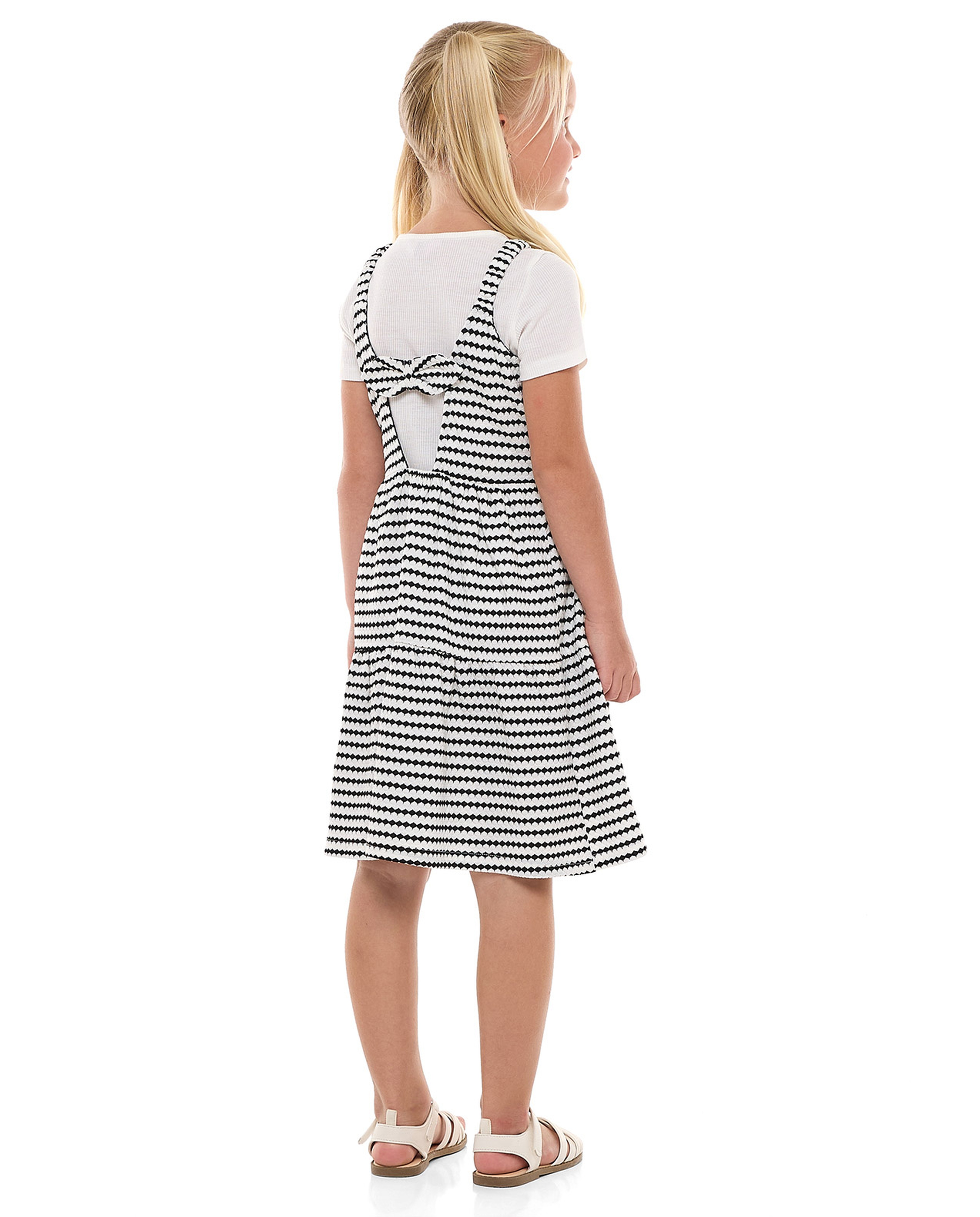 Patterned Knit Dungaree Dress