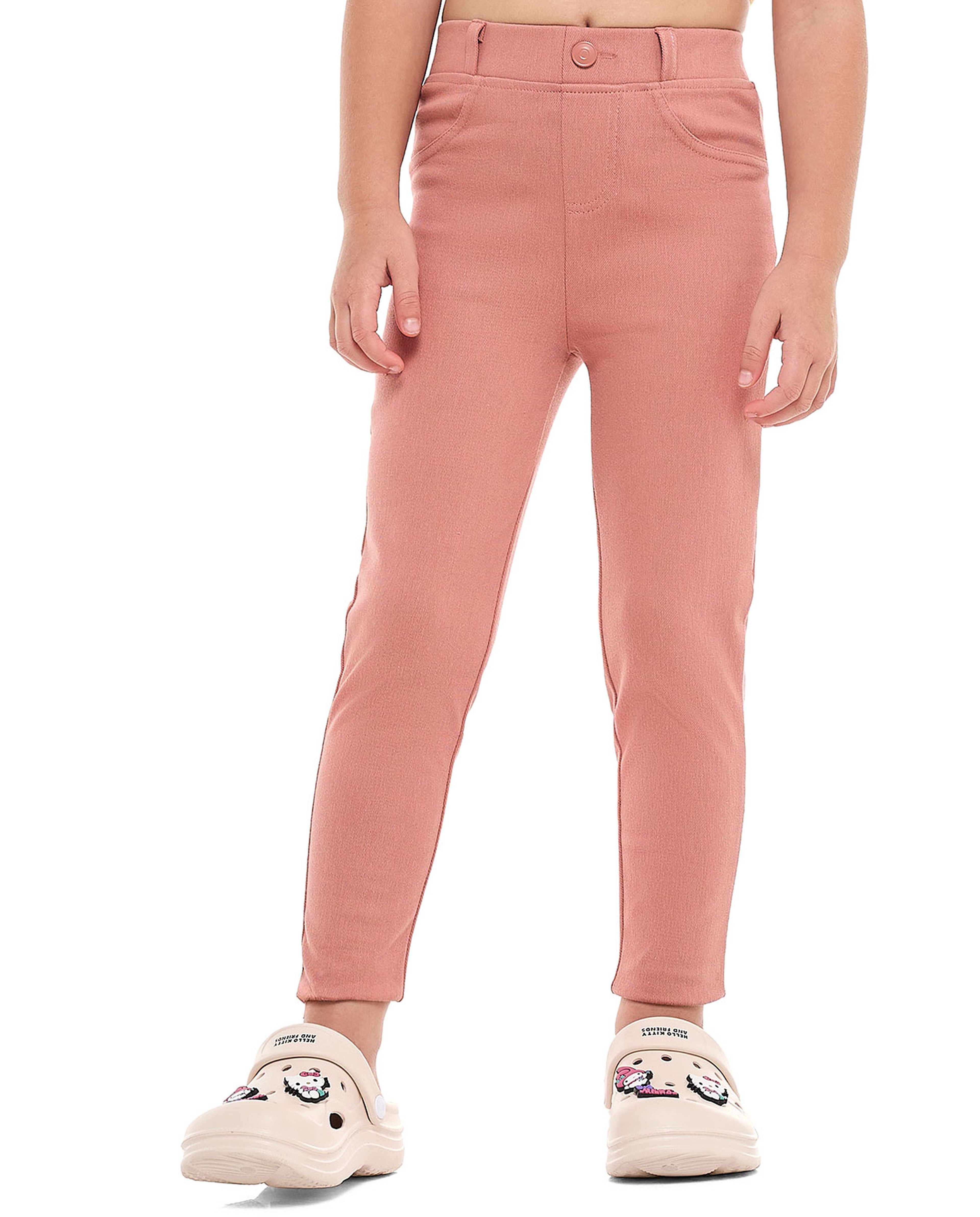 Solid Skinny Fit Pants with Elastic Waist