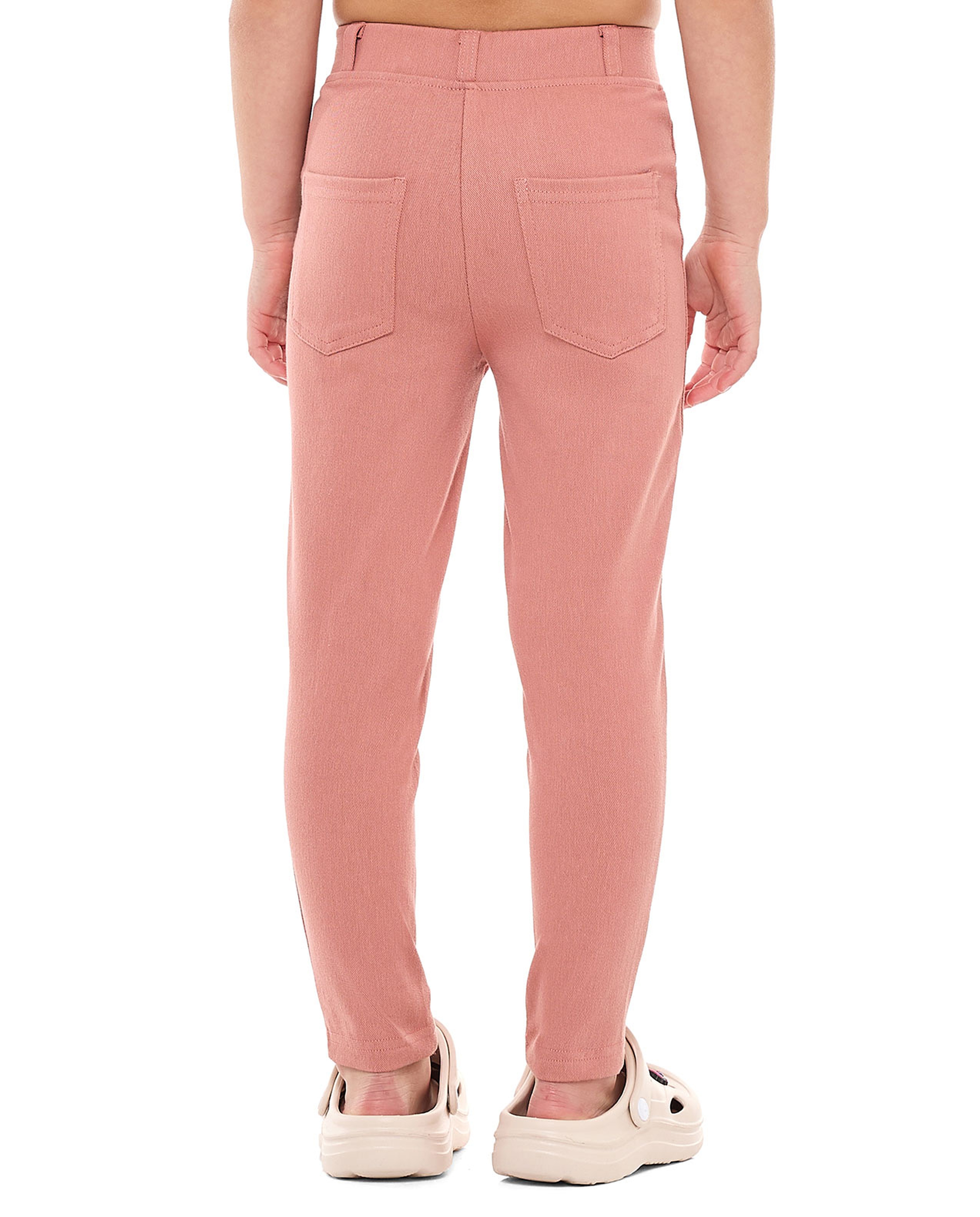Solid Skinny Fit Pants with Elastic Waist