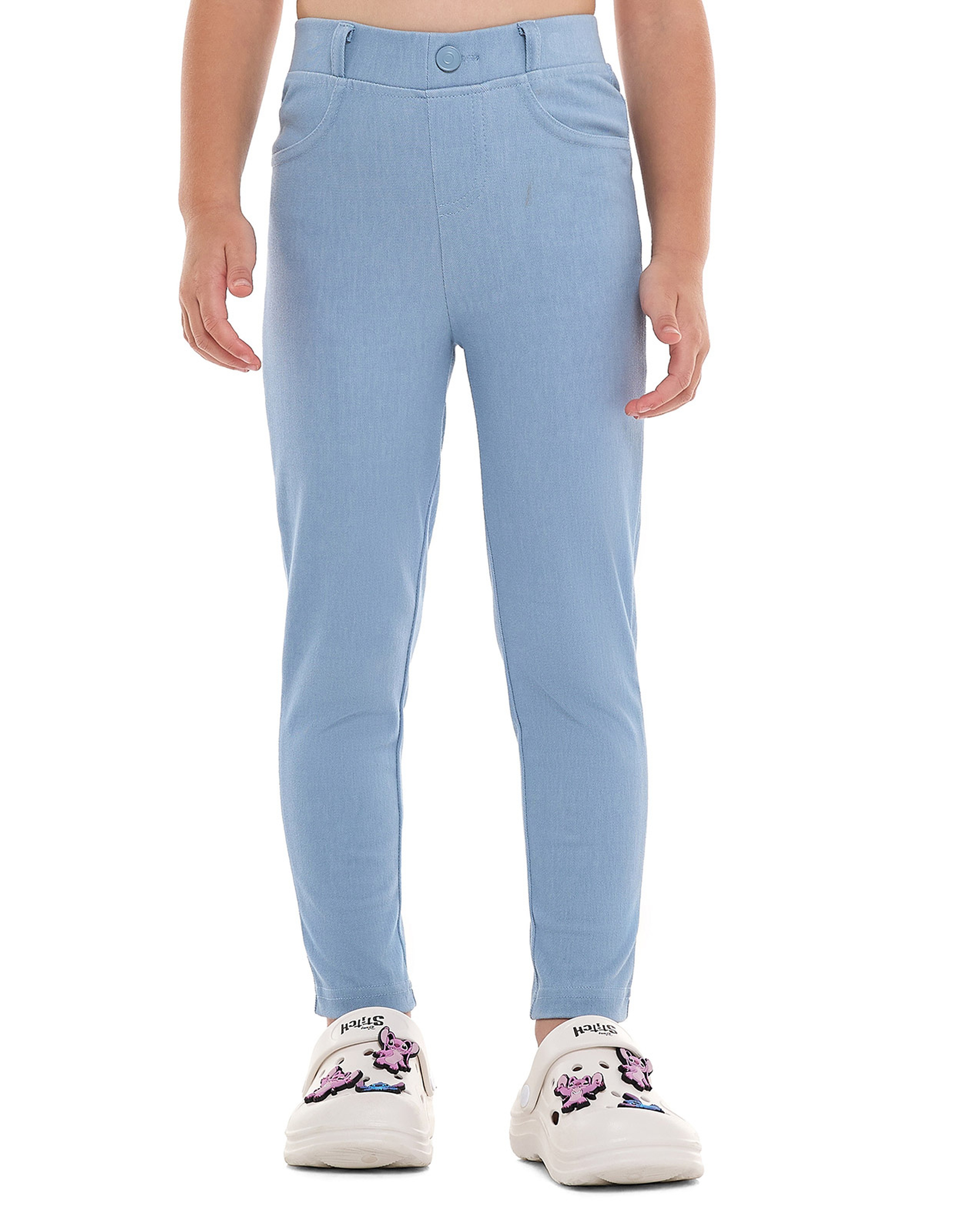 Solid Skinny Fit Pants with Elastic Waist