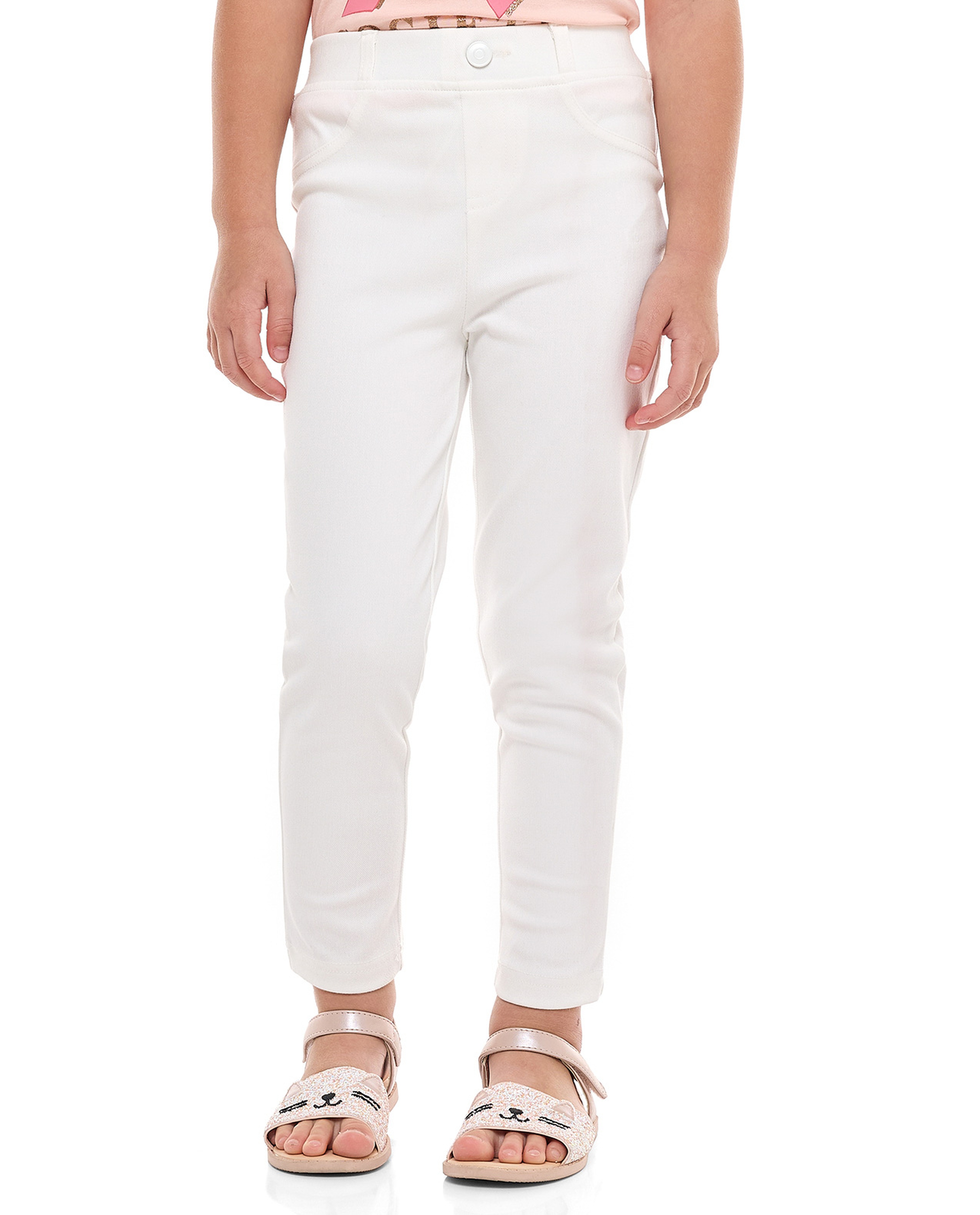 Solid Skinny Fit Pants with Elastic Waist