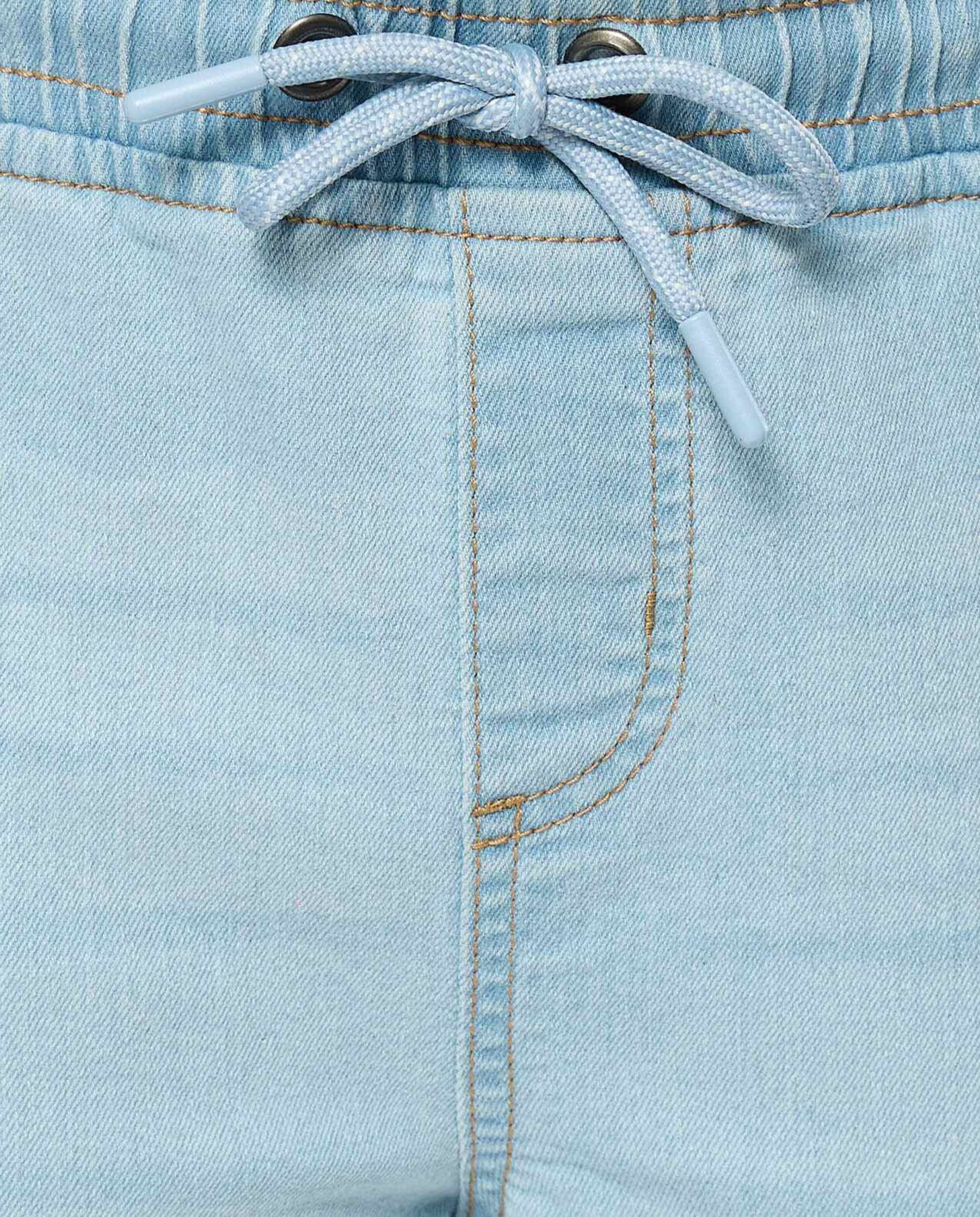 Washed Denim Shorts with Drawstring Waist