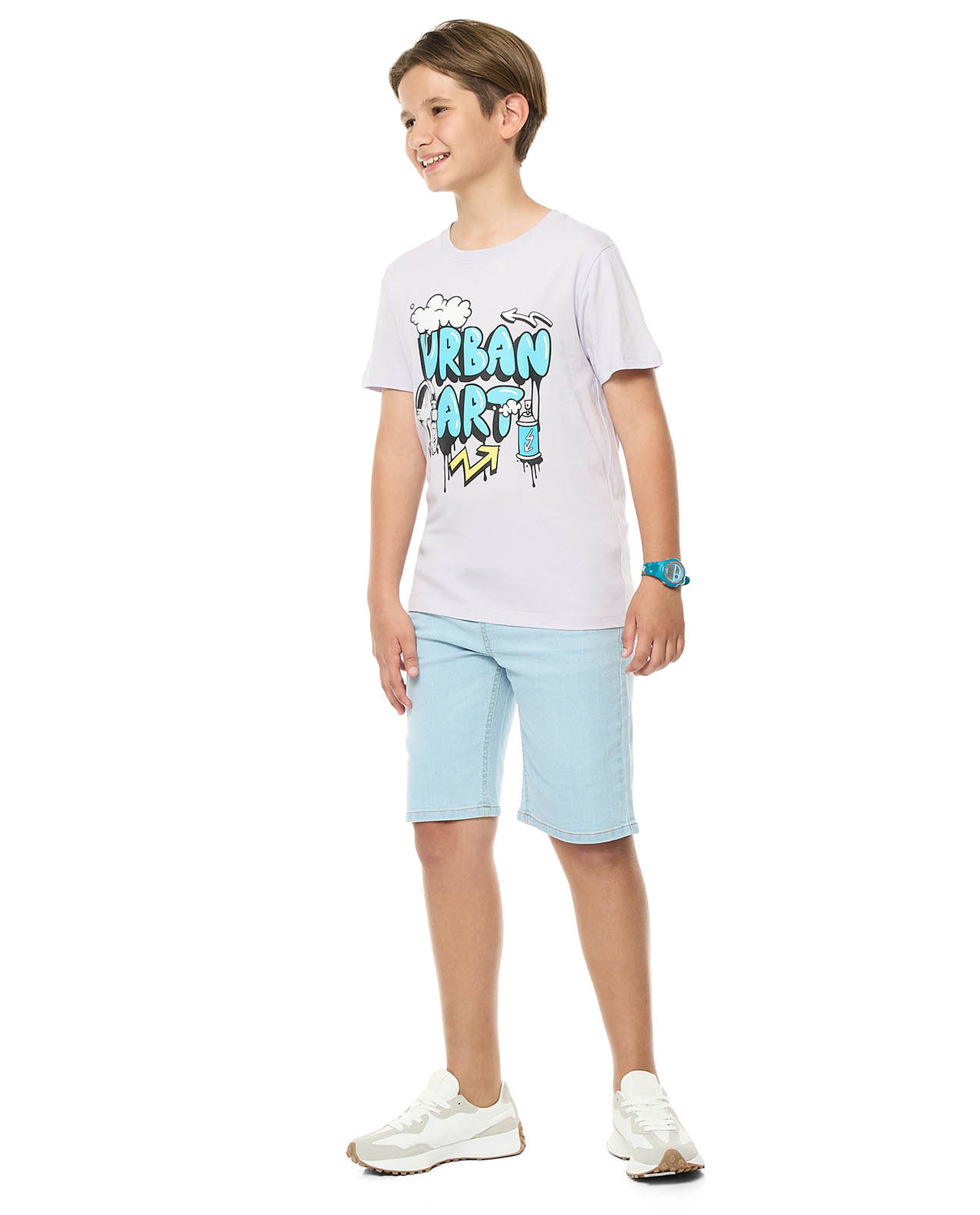 Washed Denim Shorts with Drawstring Waist