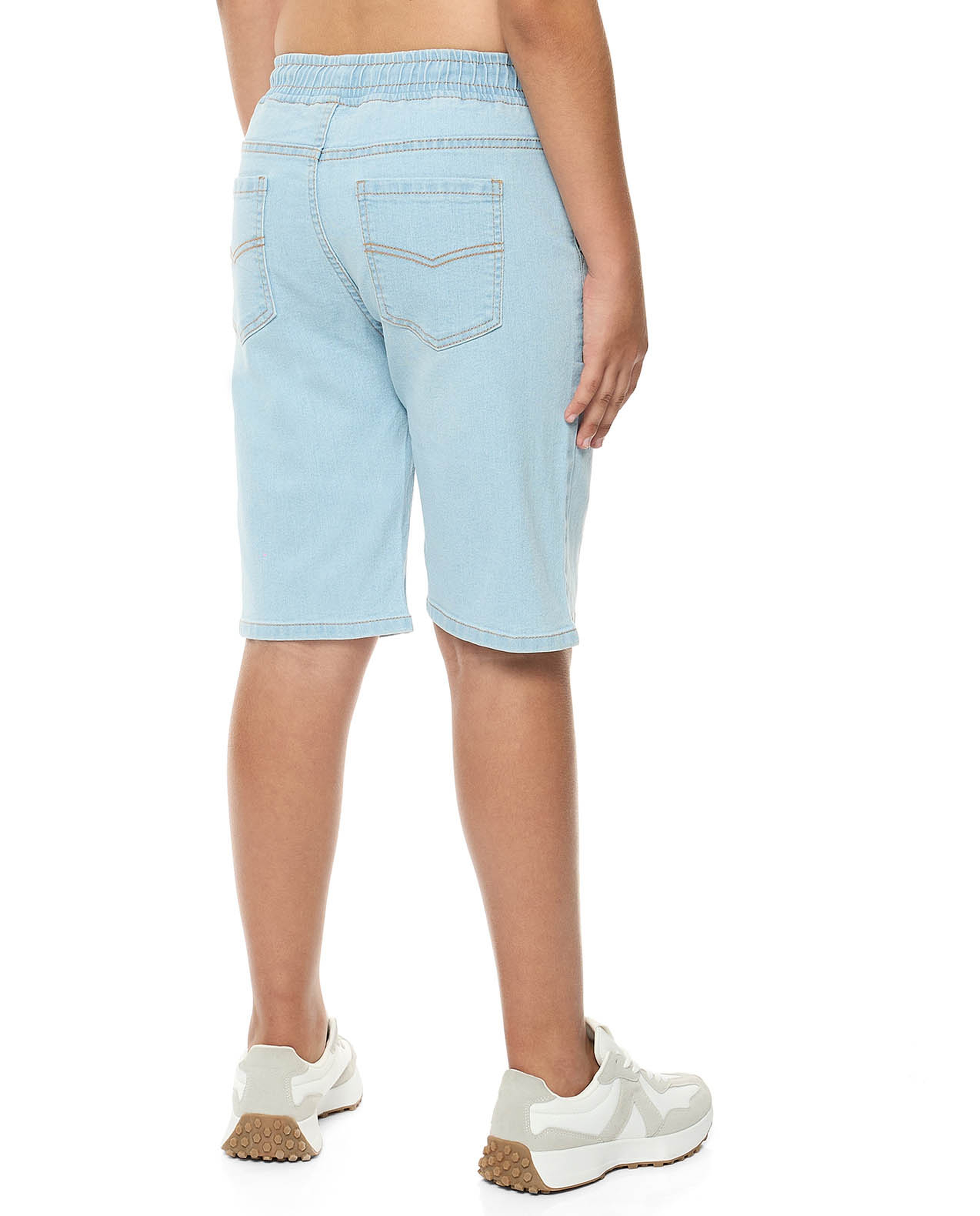 Washed Denim Shorts with Drawstring Waist