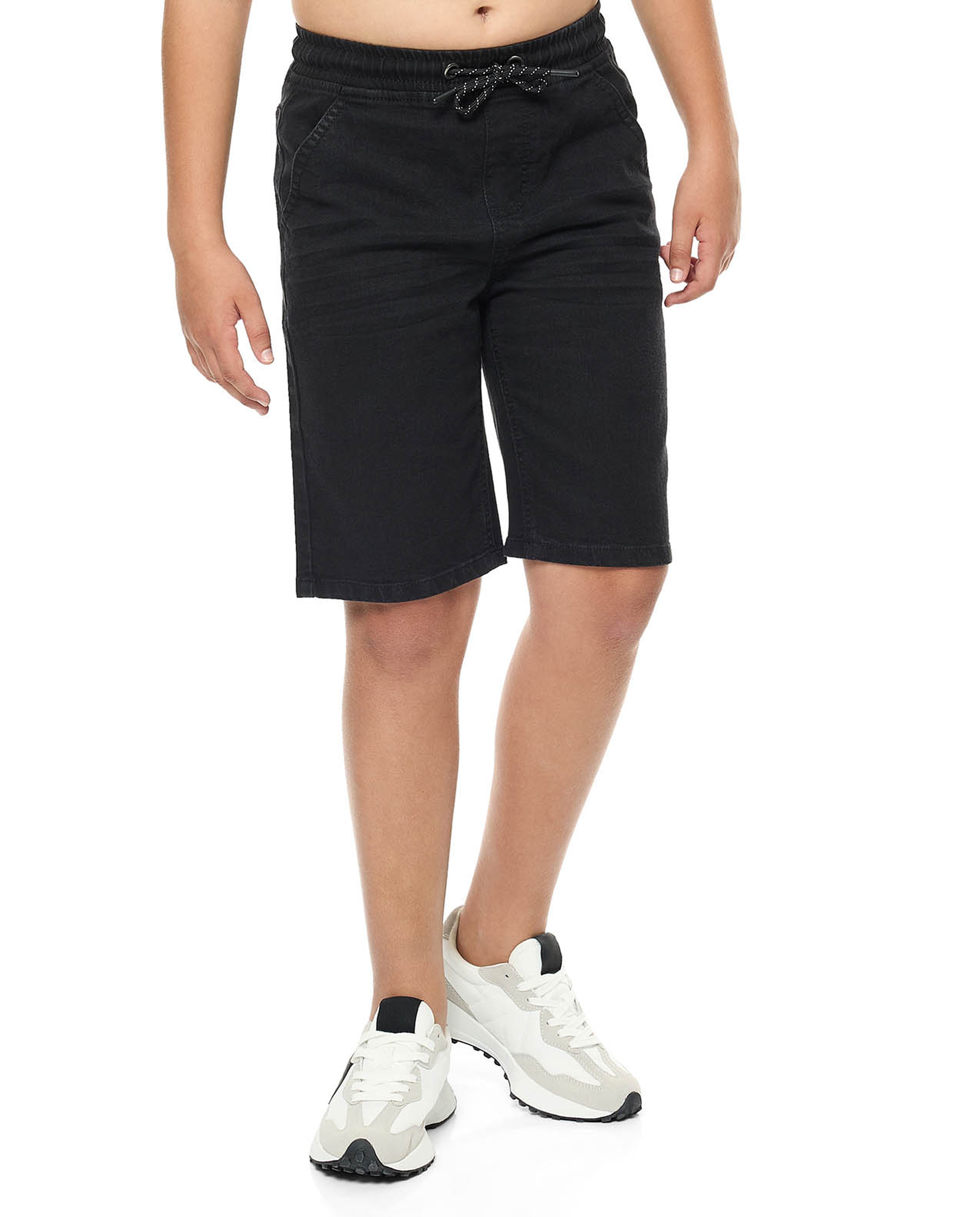 Faded Denim Shorts with Drawstring Waist