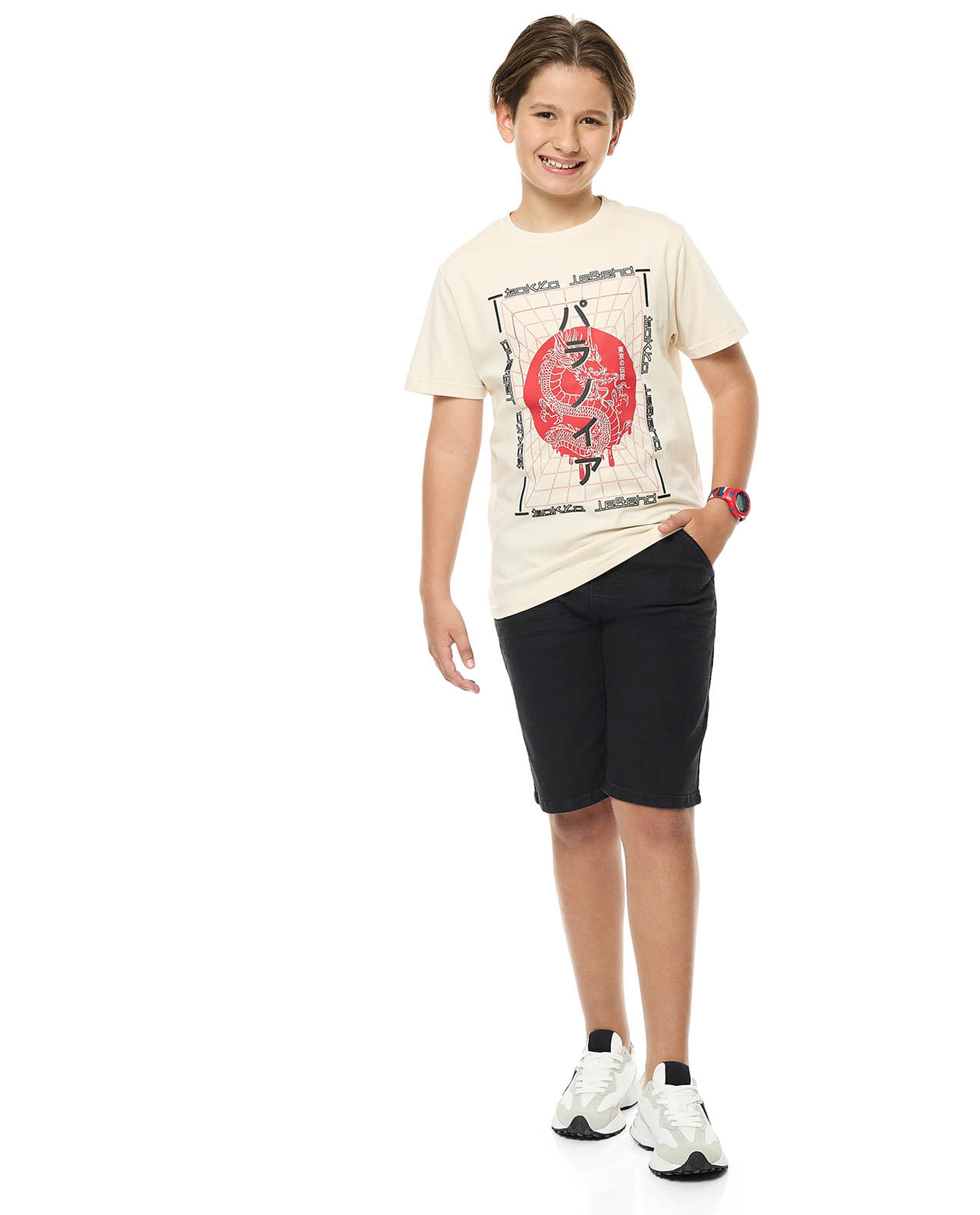 Faded Denim Shorts with Drawstring Waist