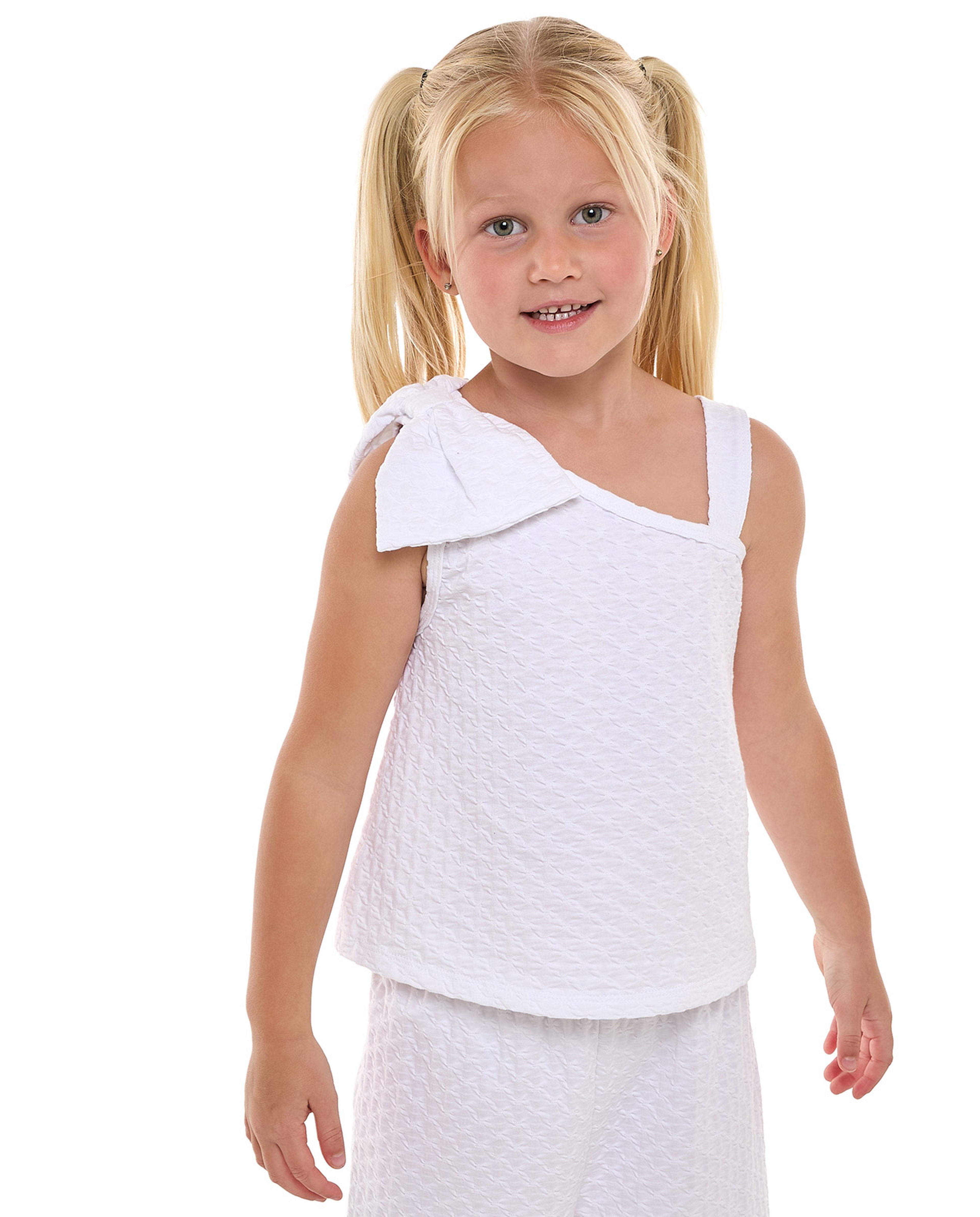 Textured Bow Detail Top and Pants Set