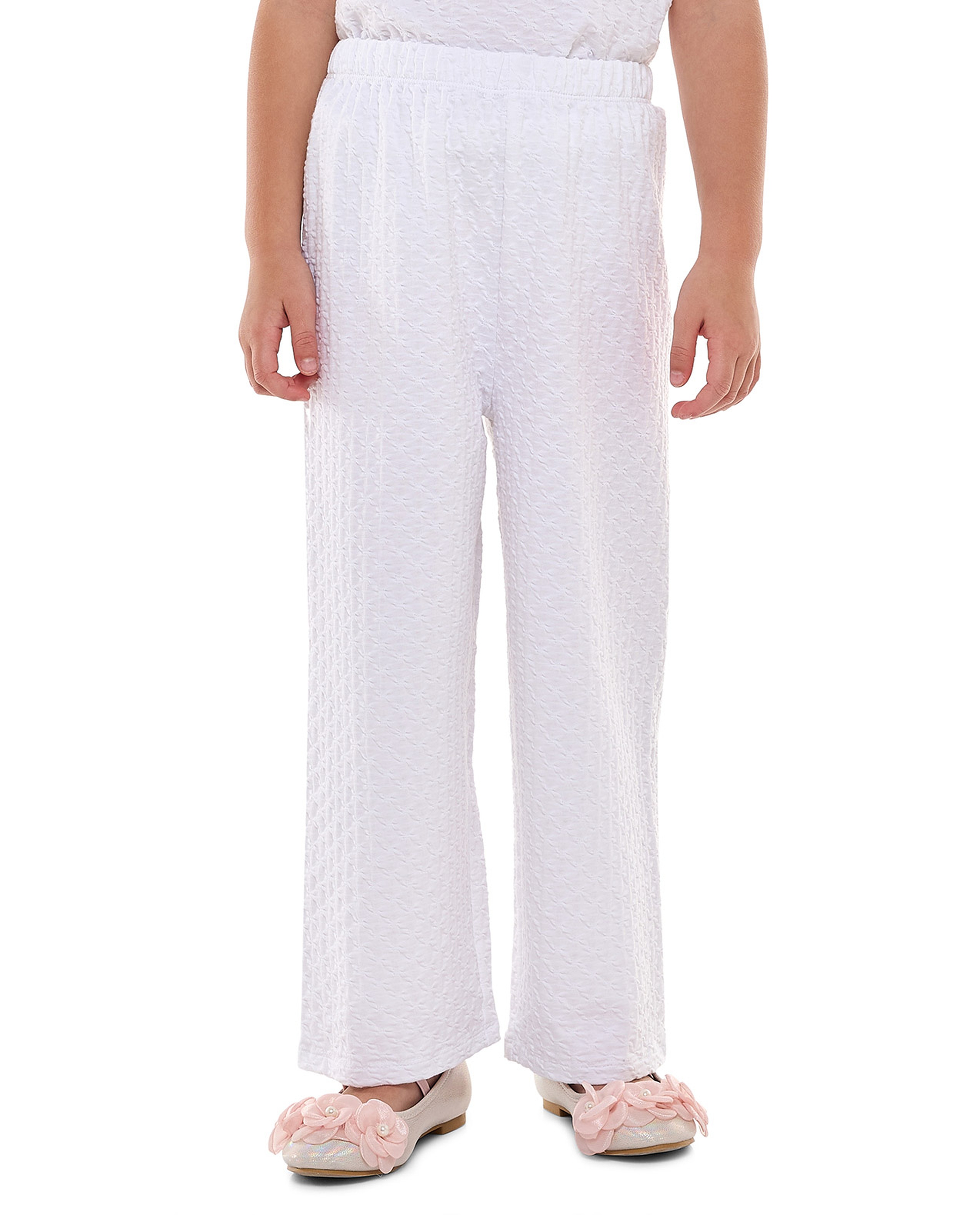 Textured Bow Detail Top and Pants Set