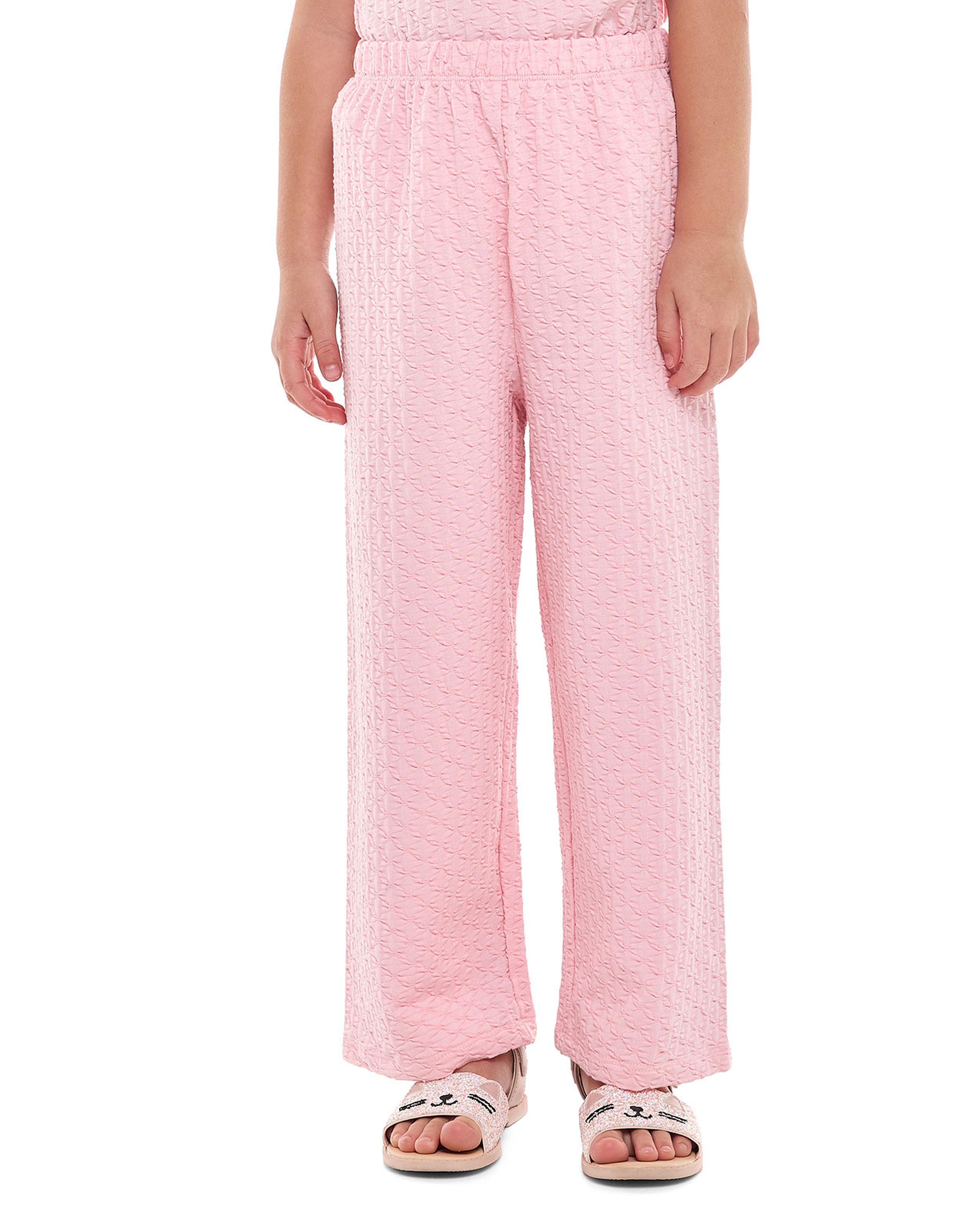 Textured Bow Detail Top and Pants Set