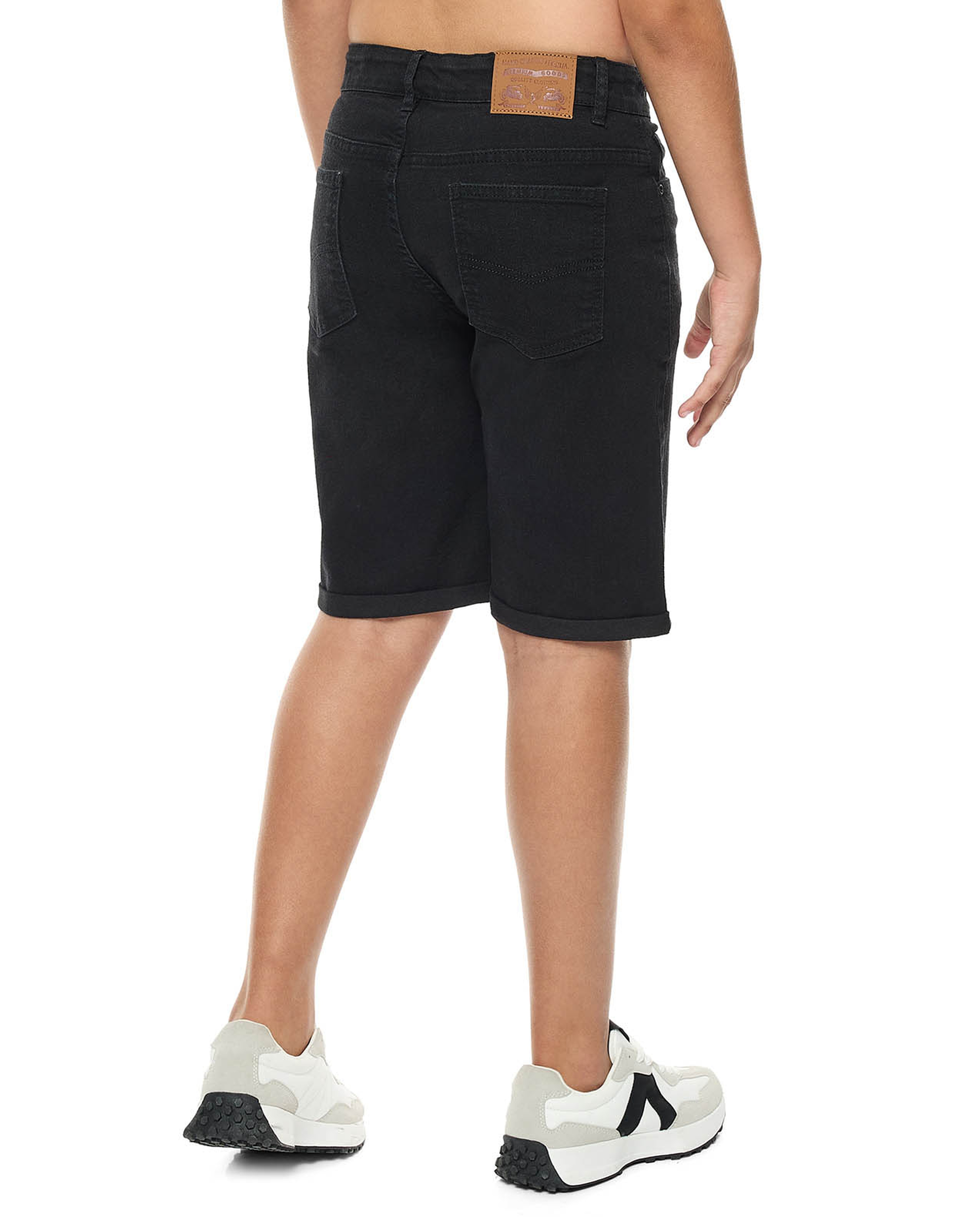 Faded Denim Shorts with Button Closure