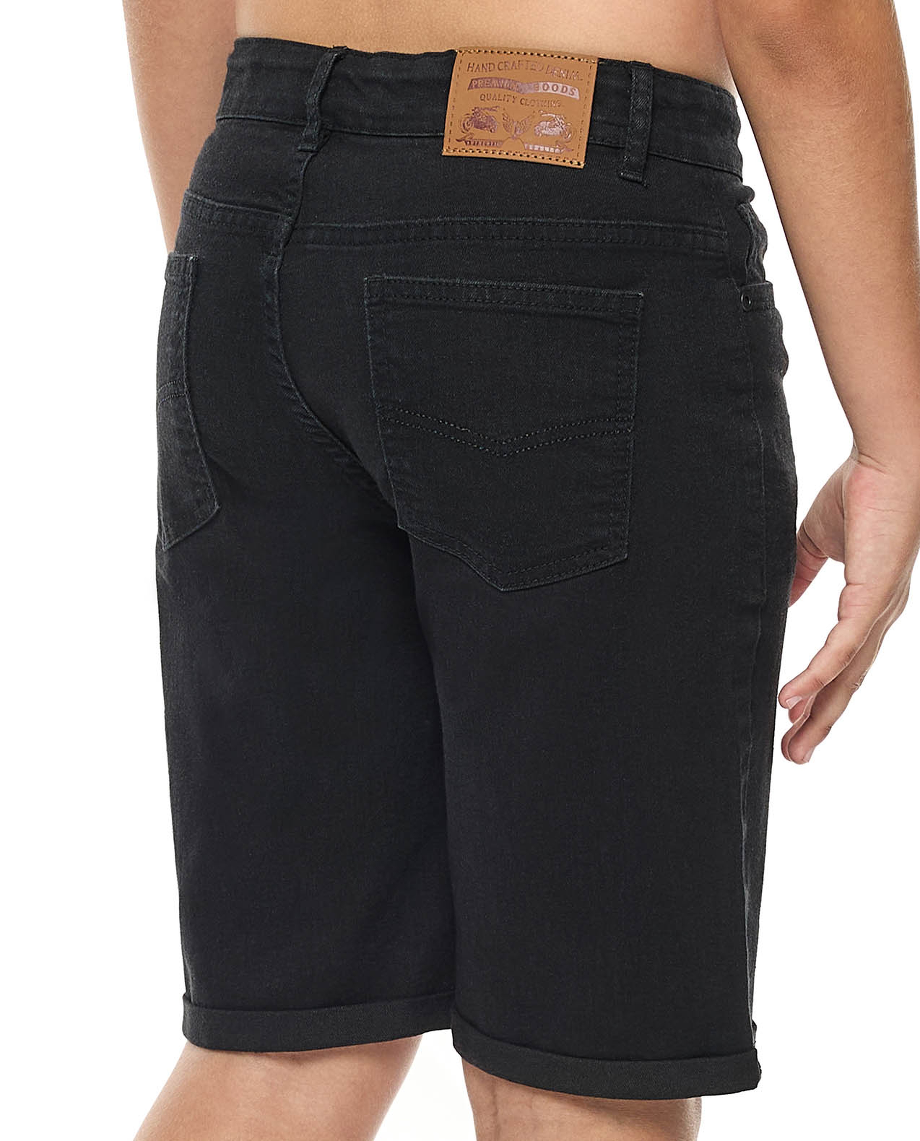 Faded Denim Shorts with Button Closure