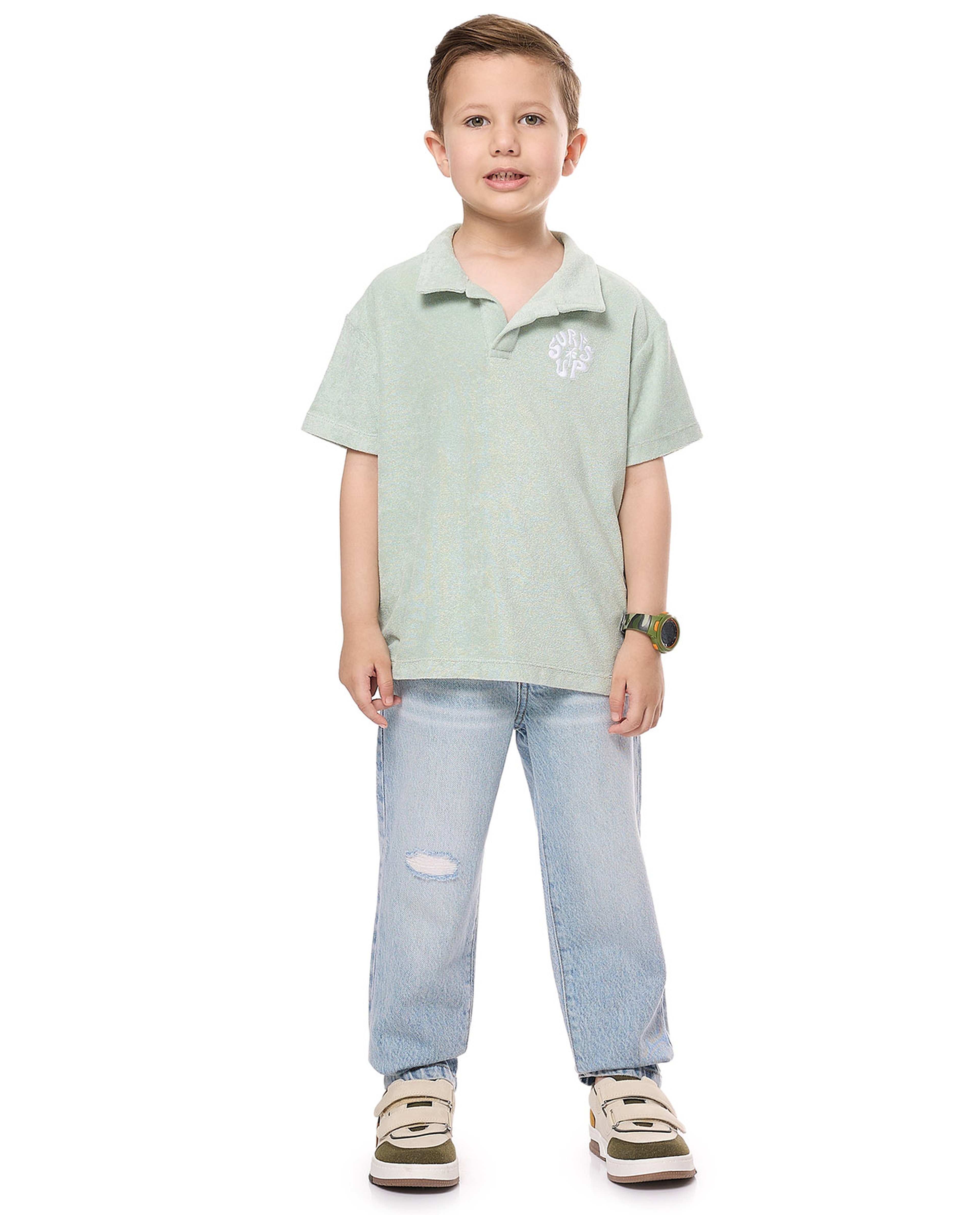 Embroidered Polo T-Shirt with Short Sleeves