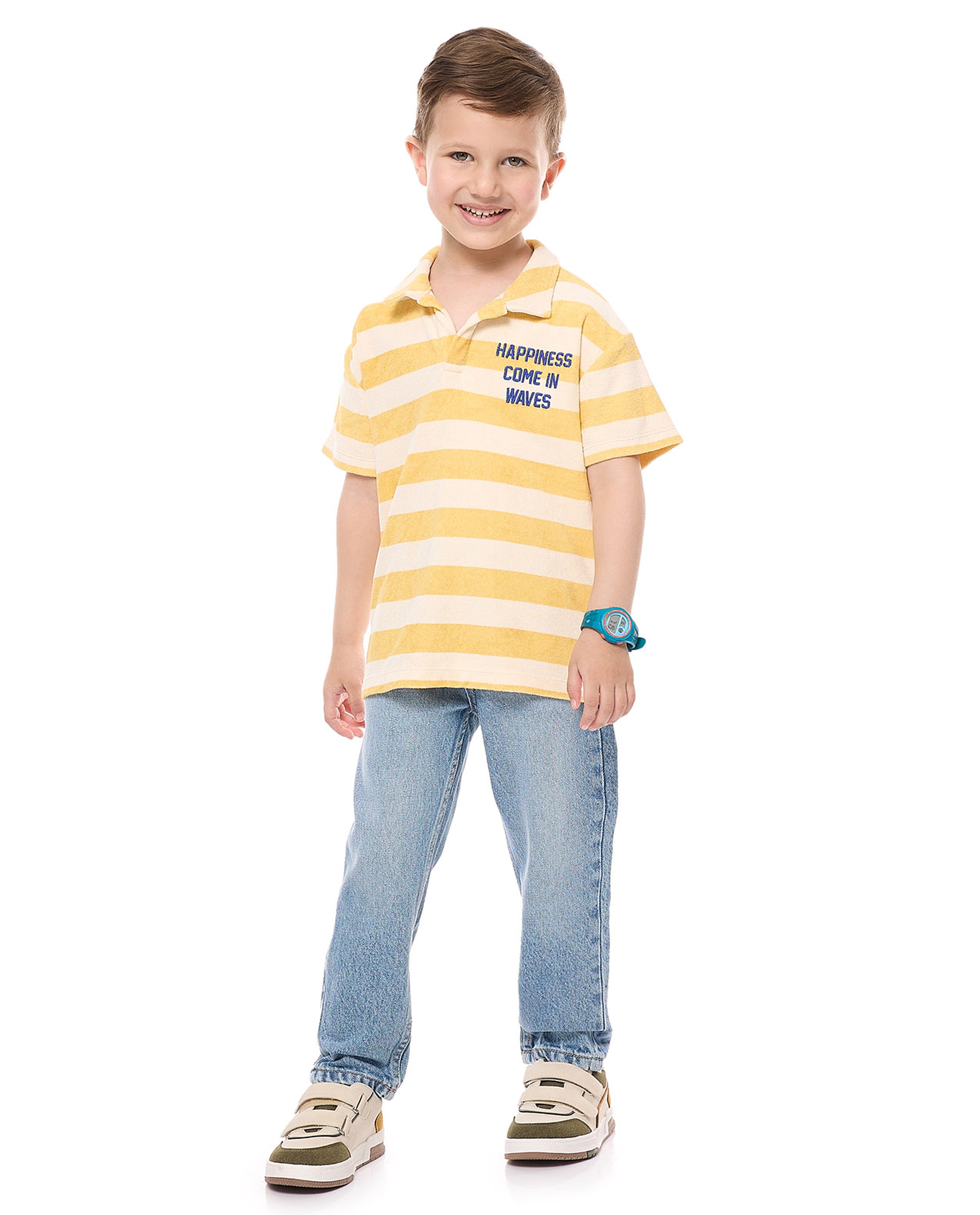 تيشيرت بولو بألوان متناسقة وأكمام قصيرة